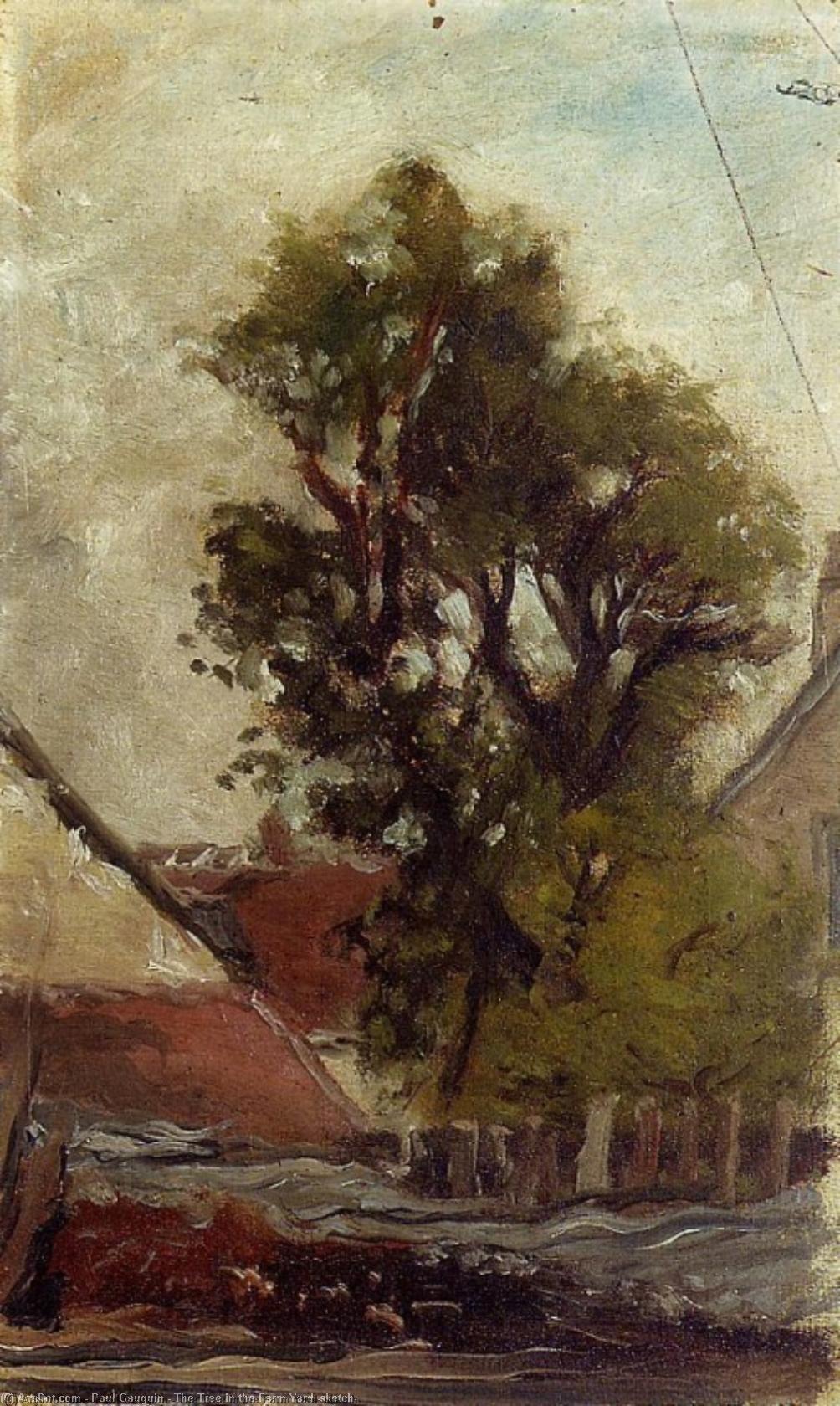 Order Art Reproductions The Tree in the Farm Yard (sketch), 1874 by Paul Gauguin (1848-1903, France) | ArtsDot.com