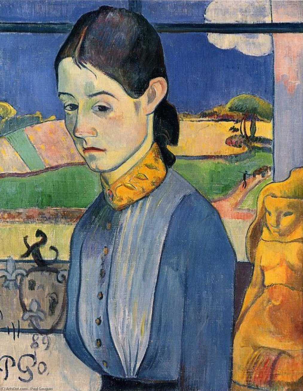 Buy Museum Art Reproductions Young Breton Woman, 1889 by Paul Gauguin (1848-1903, France) | ArtsDot.com