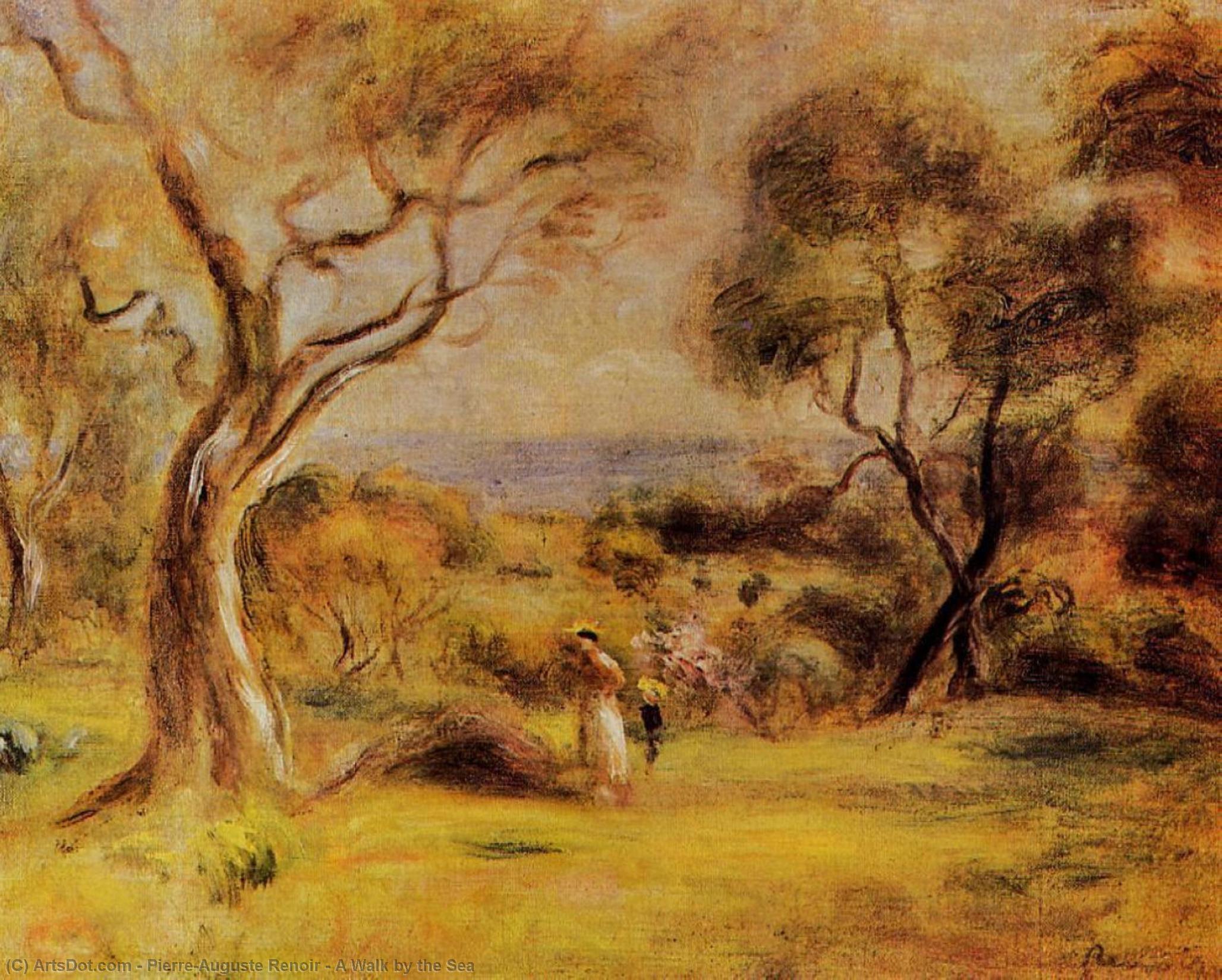 Ordinare Riproduzioni D'arte A Camminare vicino al mare, 1915 di Pierre-Auguste Renoir (1841-1919, France) | ArtsDot.com