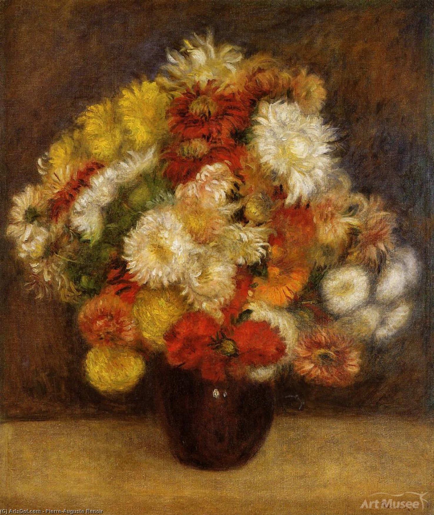 Order Art Reproductions Bouquet of Chrysanthemums, 1881 by Pierre-Auguste Renoir (1841-1919, France) | ArtsDot.com