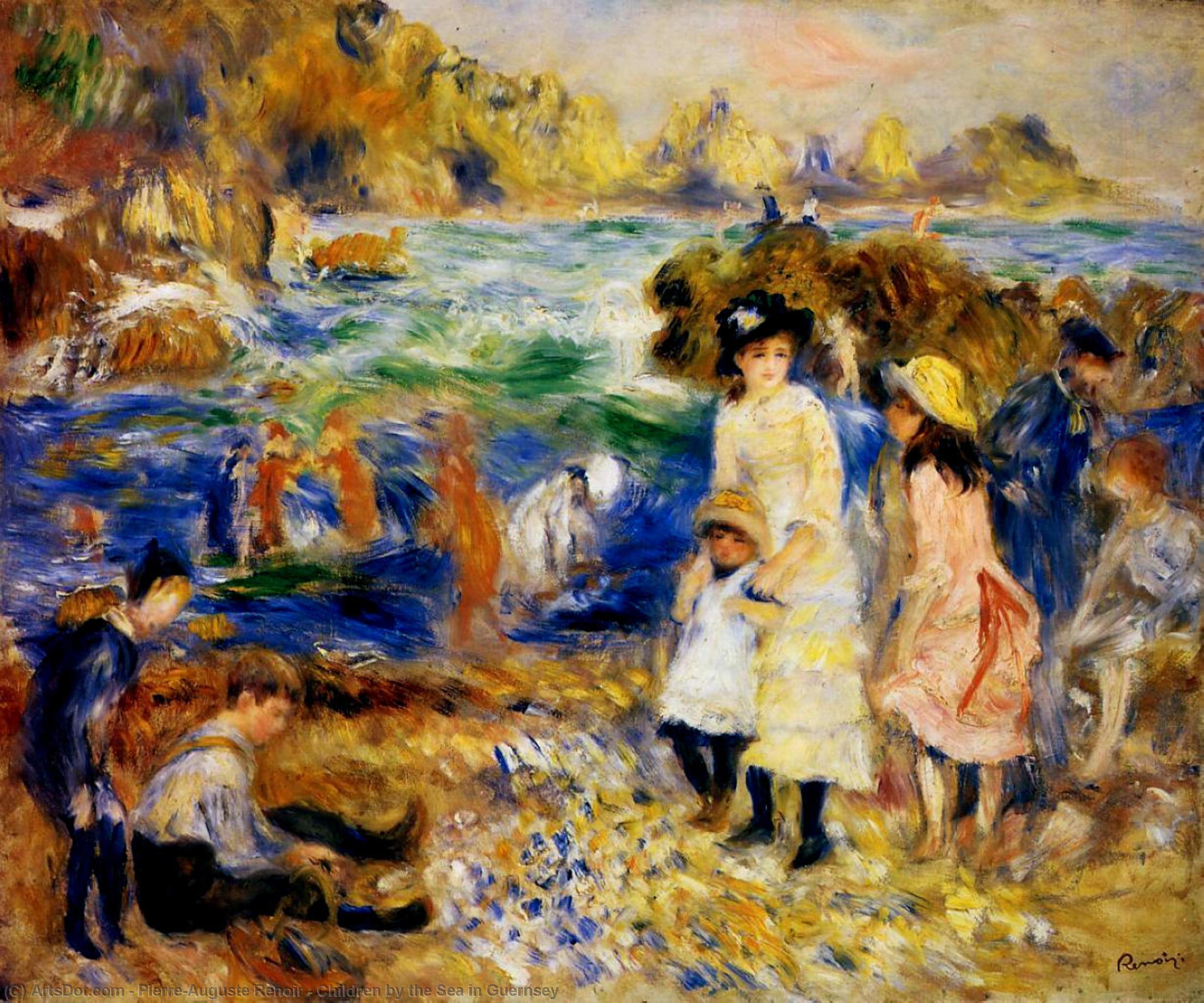 Buy Museum Art Reproductions Children by the Sea in Guernsey, 1883 by Pierre-Auguste Renoir (1841-1919, France) | ArtsDot.com