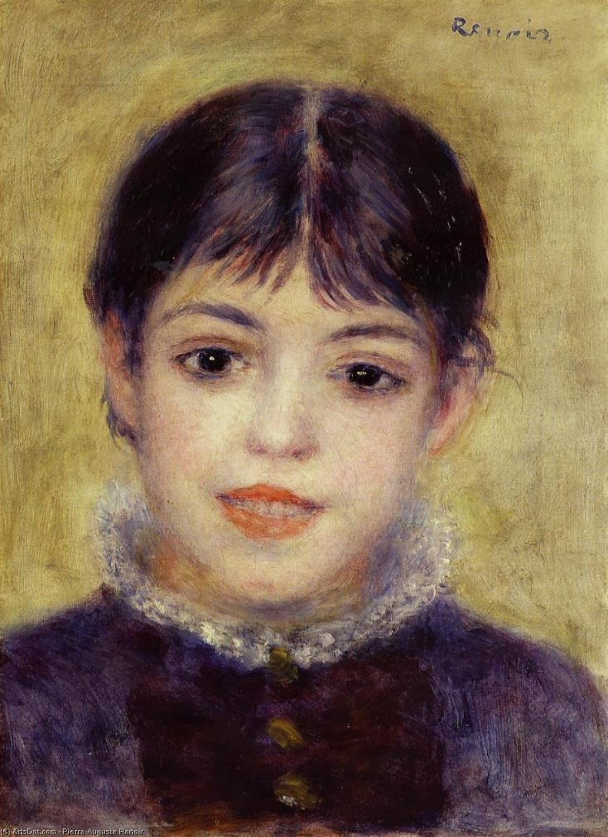 Order Oil Painting Replica Smiling Young Girl, 1878 by Pierre-Auguste Renoir (1841-1919, France) | ArtsDot.com
