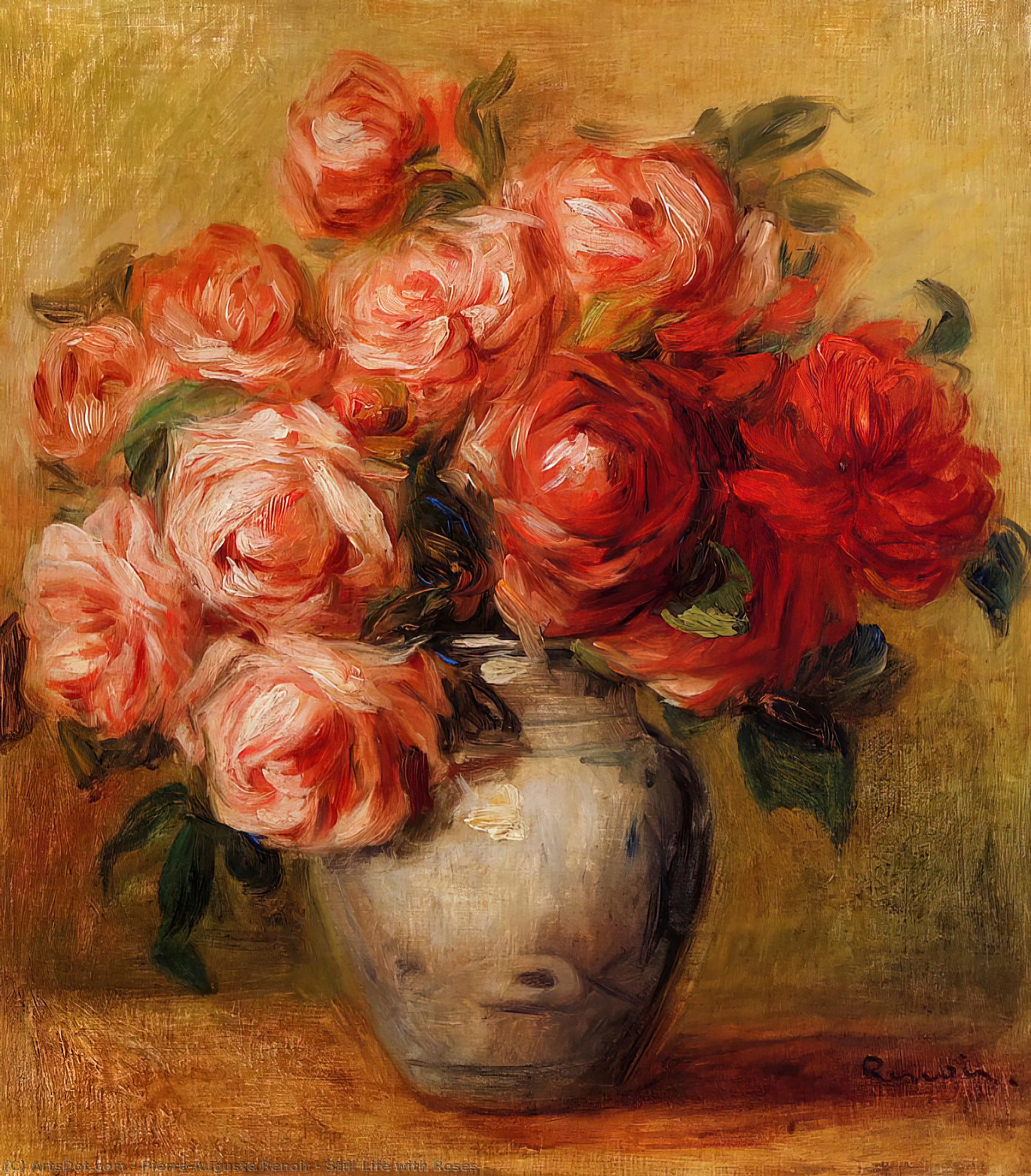 Buy Museum Art Reproductions Still Life with Roses by Pierre-Auguste Renoir (1841-1919, France) | ArtsDot.com