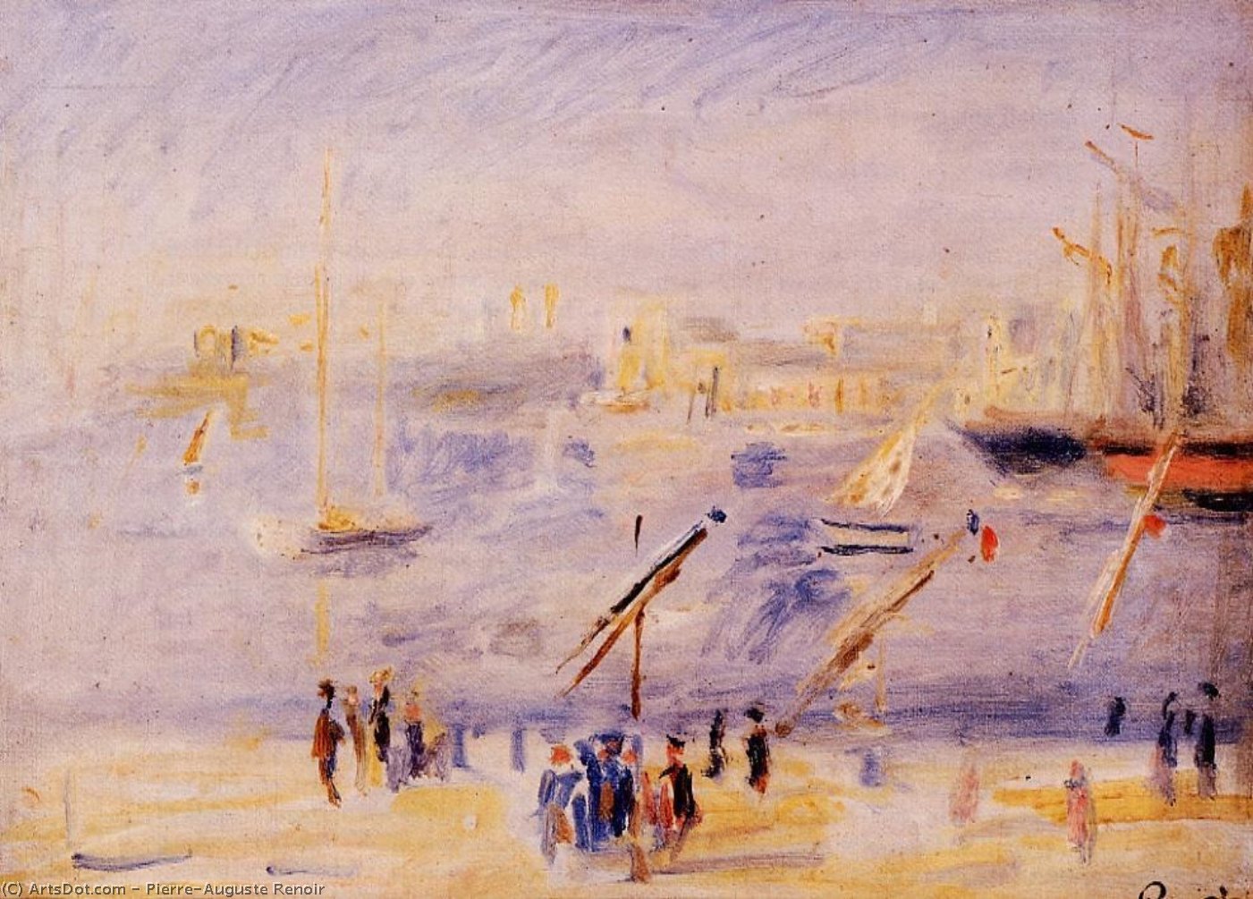 Order Oil Painting Replica The Old Port of Marseille, People and Boats, 1890 by Pierre-Auguste Renoir (1841-1919, France) | ArtsDot.com