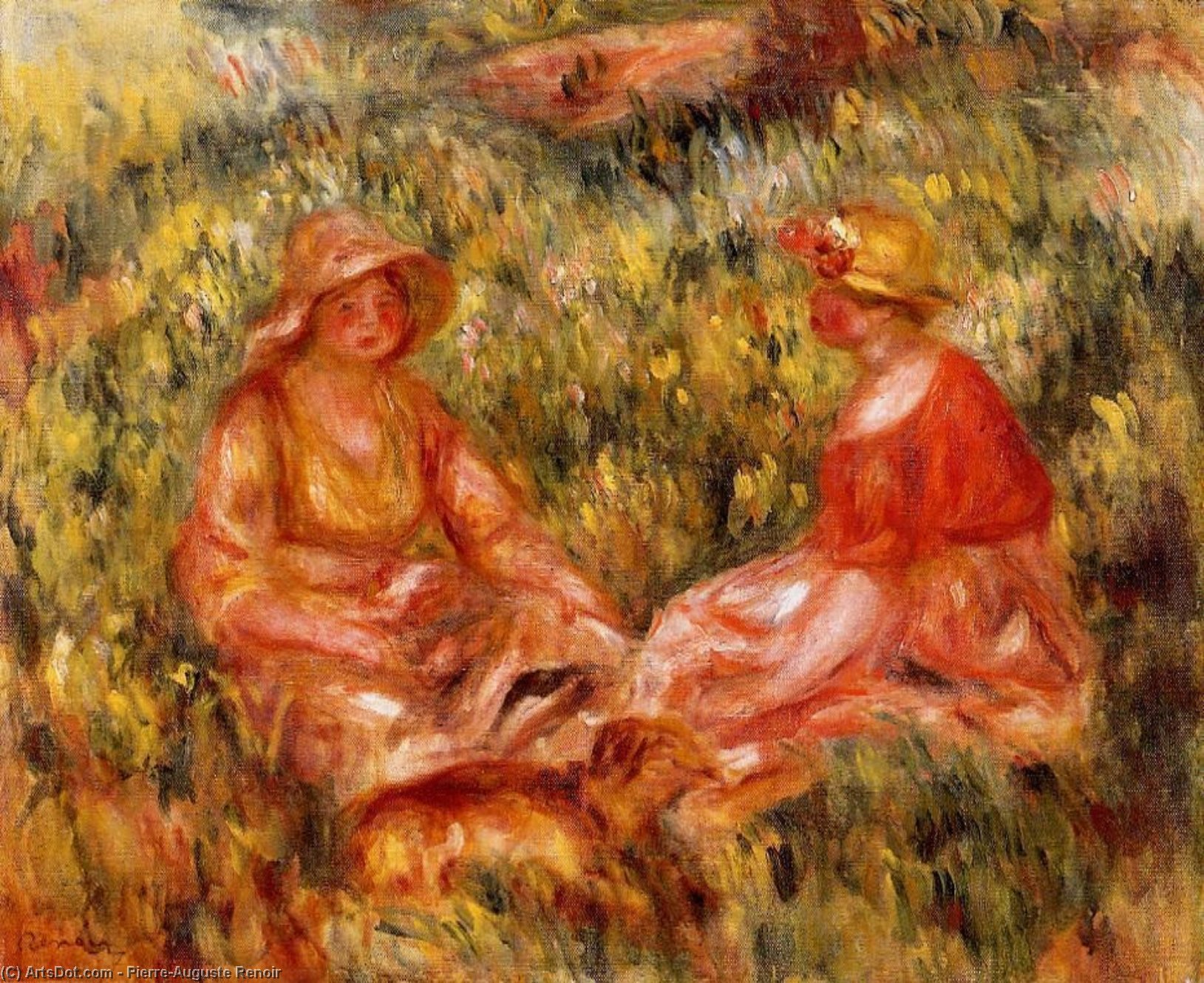 Order Oil Painting Replica Two Women in the Grass, 1910 by Pierre-Auguste Renoir (1841-1919, France) | ArtsDot.com