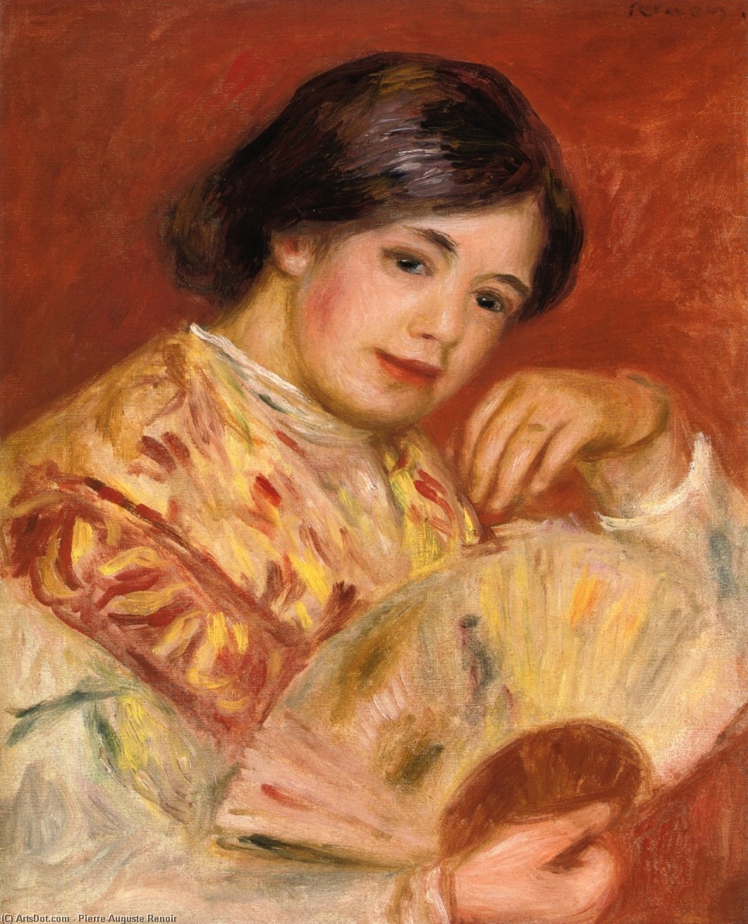 Order Art Reproductions Woman with a Fan, 1906 by Pierre-Auguste Renoir (1841-1919, France) | ArtsDot.com