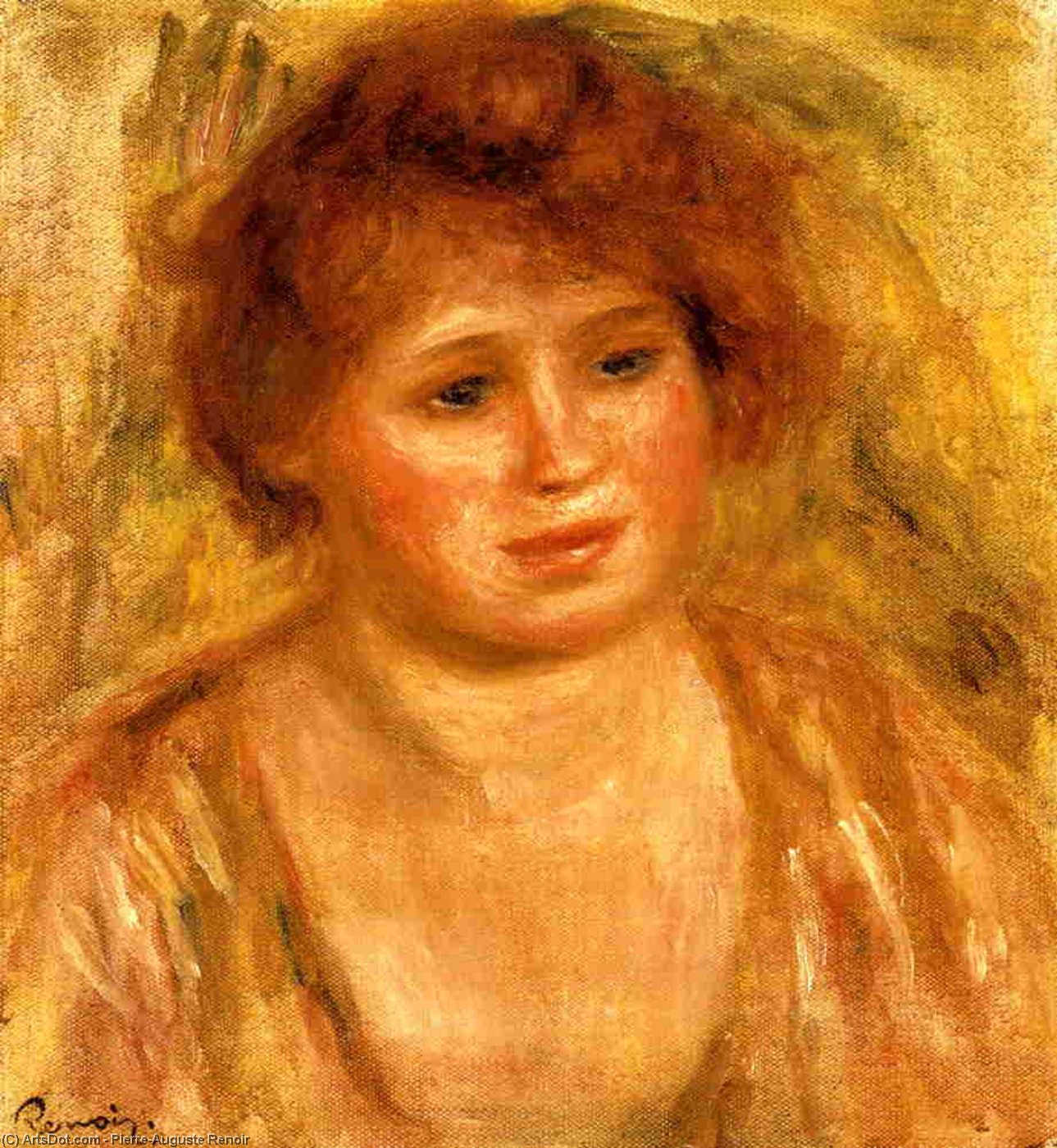 Buy Museum Art Reproductions Woman`s Head 2 by Pierre-Auguste Renoir (1841-1919, France) | ArtsDot.com