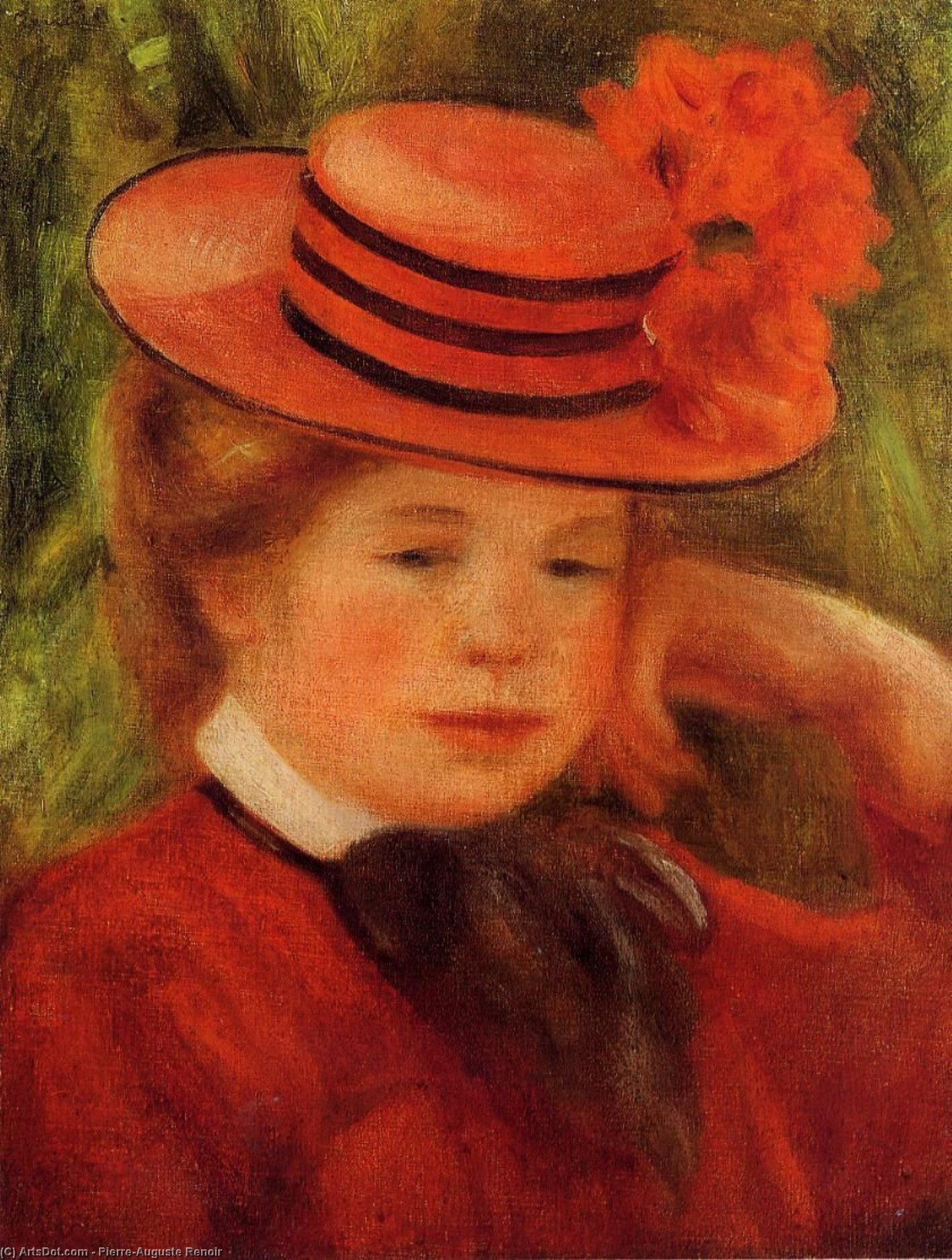 Order Oil Painting Replica Young Girl in a Red Hat, 1899 by Pierre-Auguste Renoir (1841-1919, France) | ArtsDot.com