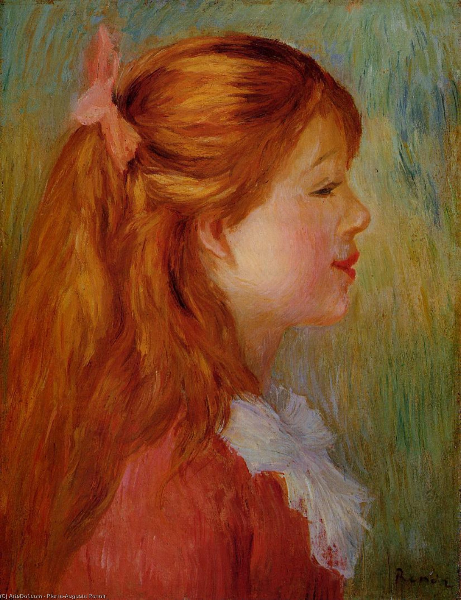 Order Artwork Replica Young Girl with Long Hair in Profile, 1890 by Pierre-Auguste Renoir (1841-1919, France) | ArtsDot.com