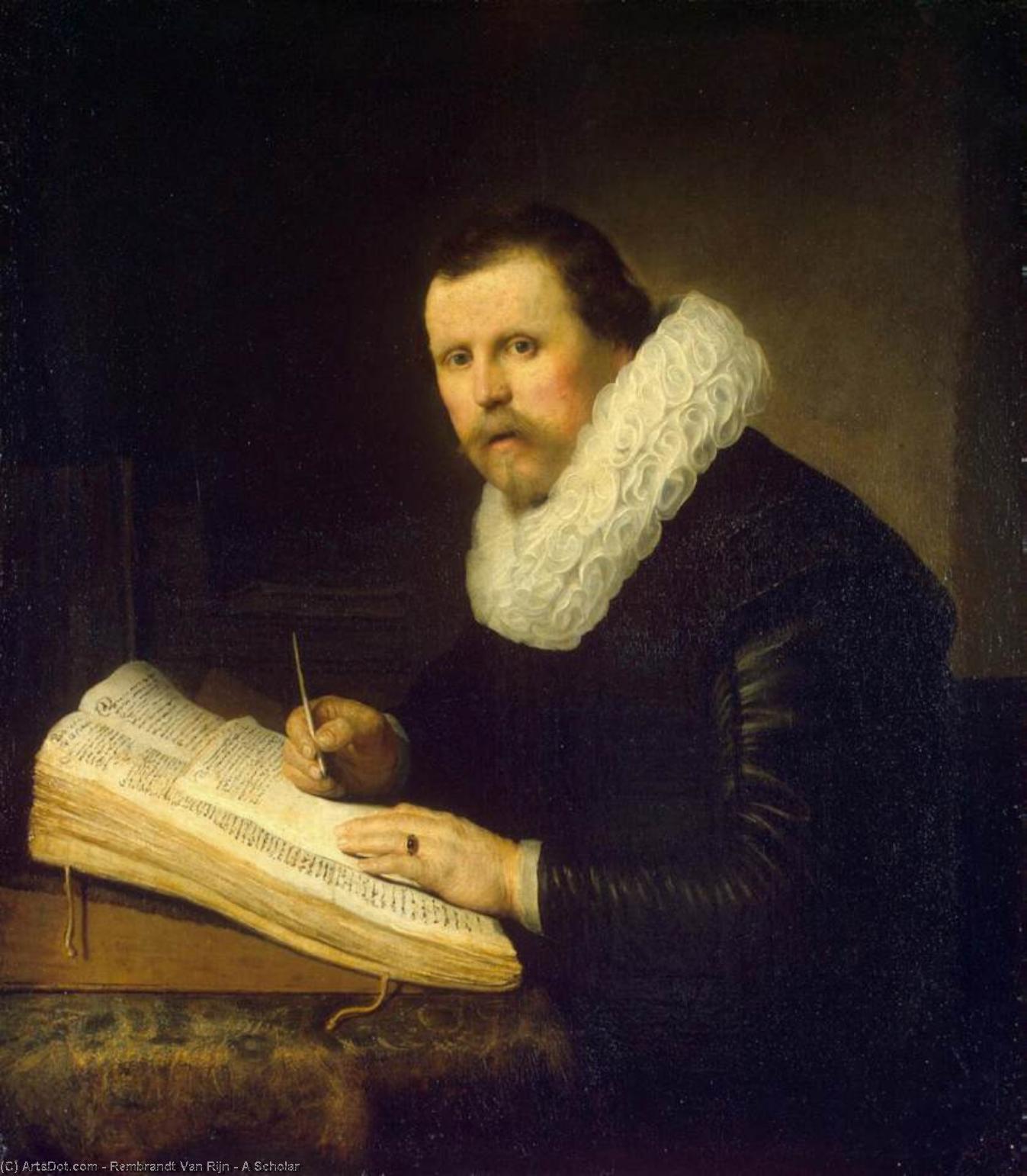 Order Art Reproductions A Scholar by Rembrandt Van Rijn (1606-1669, Netherlands) | ArtsDot.com