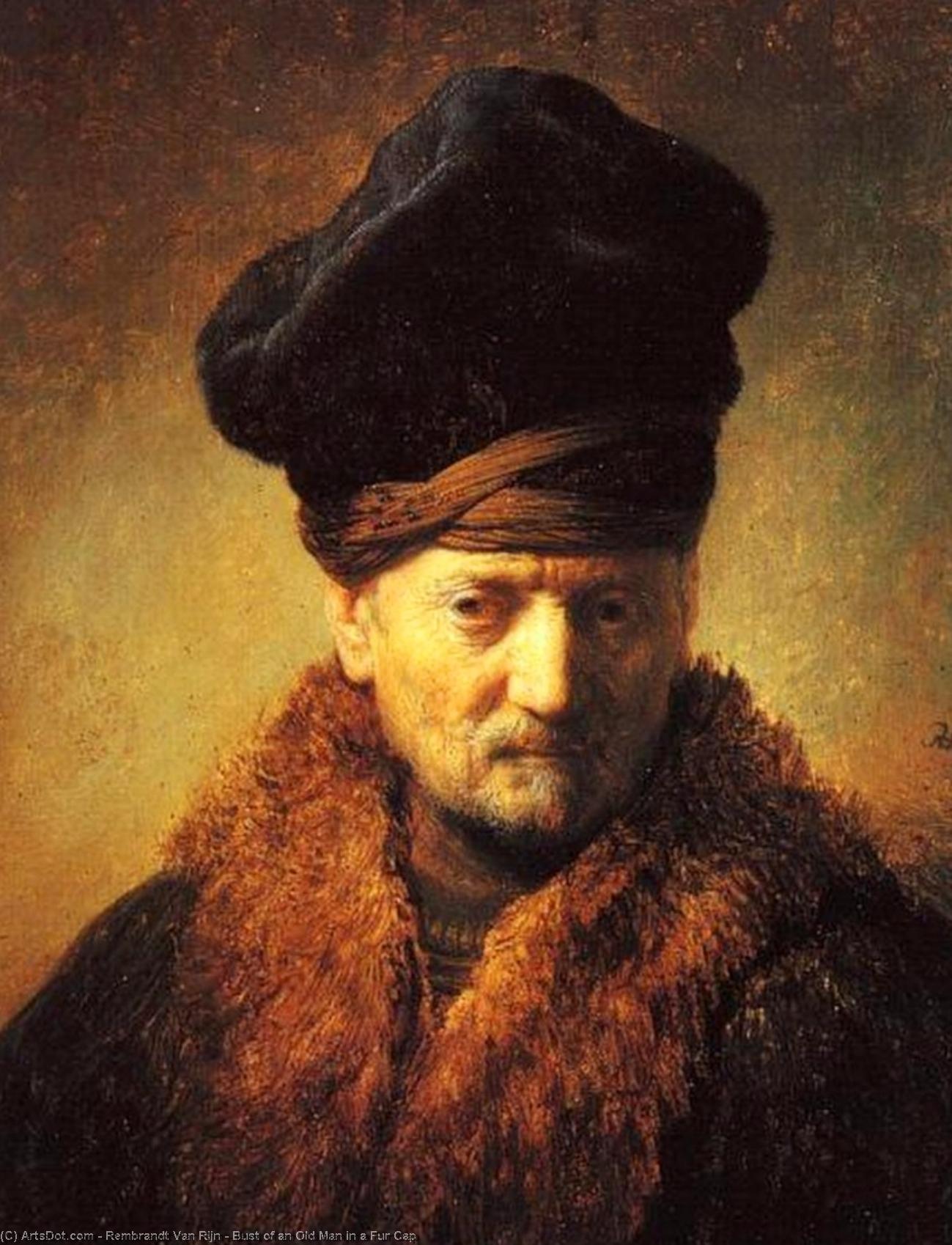 Buy Museum Art Reproductions Bust of an Old Man in a Fur Cap by Rembrandt Van Rijn (1606-1669, Netherlands) | ArtsDot.com