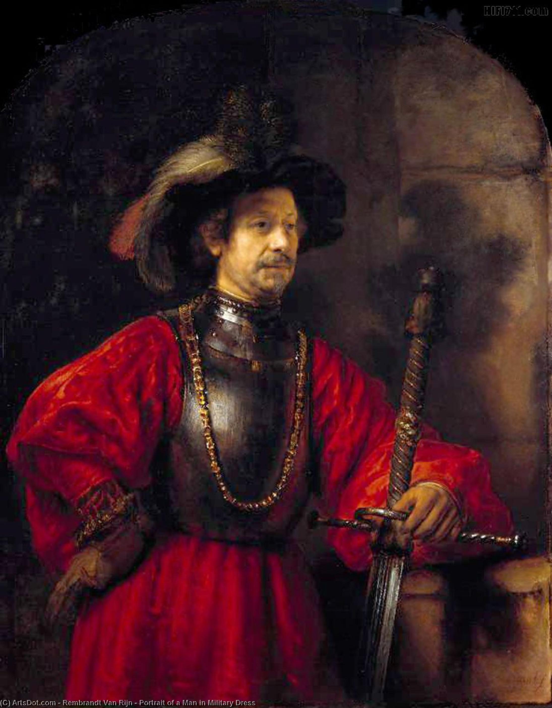 顺序 藝術再現 穿军装的人的相貌, 1650 通过 Rembrandt Van Rijn (1606-1669, Netherlands) | ArtsDot.com