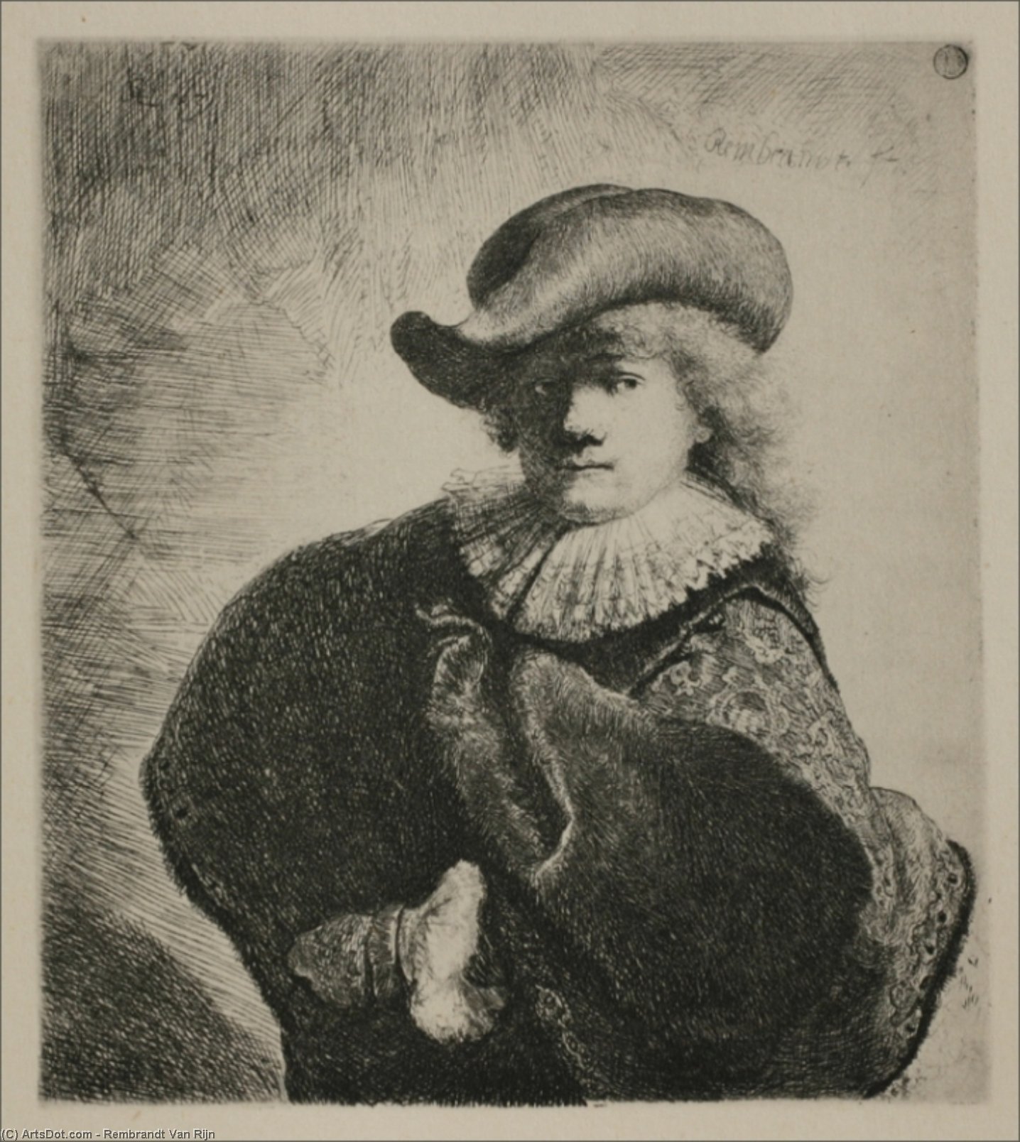Order Art Reproductions Portrait of Rembrandt with Broad Hat by Rembrandt Van Rijn (1606-1669, Netherlands) | ArtsDot.com