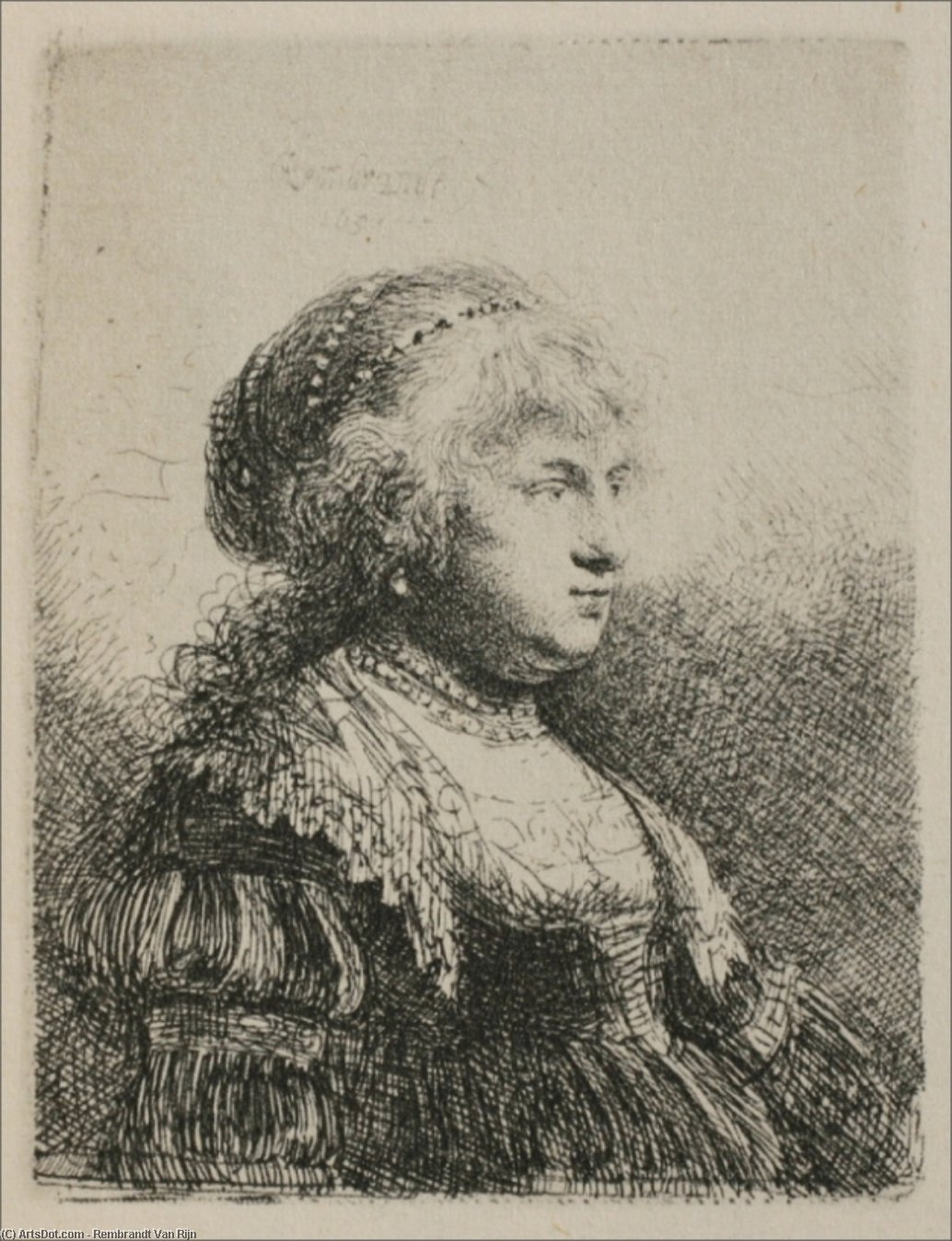 Buy Museum Art Reproductions Rembrandt`s Wife with Pearls in her Hair by Rembrandt Van Rijn (1606-1669, Netherlands) | ArtsDot.com