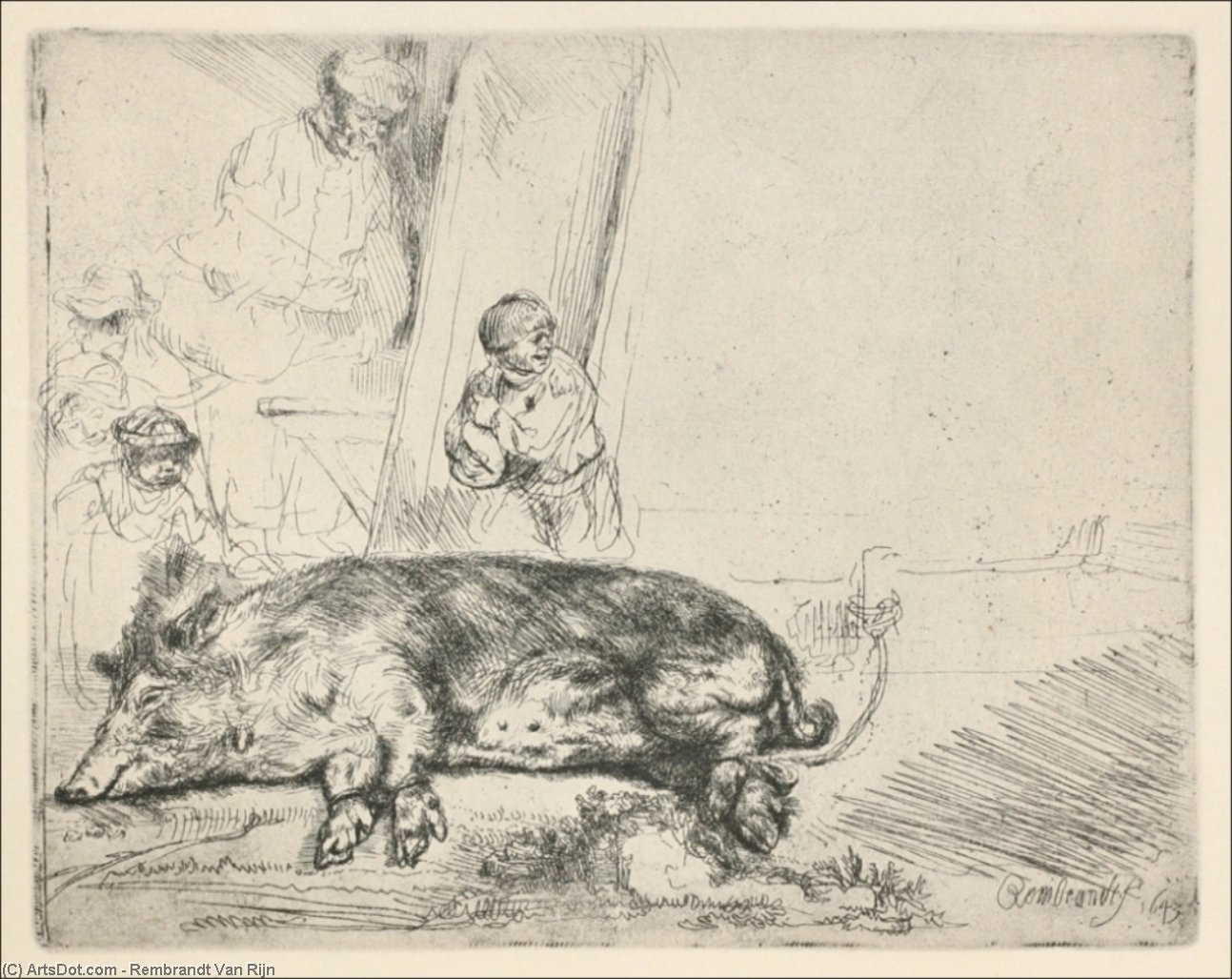 Buy Museum Art Reproductions The Hog by Rembrandt Van Rijn (1606-1669, Netherlands) | ArtsDot.com