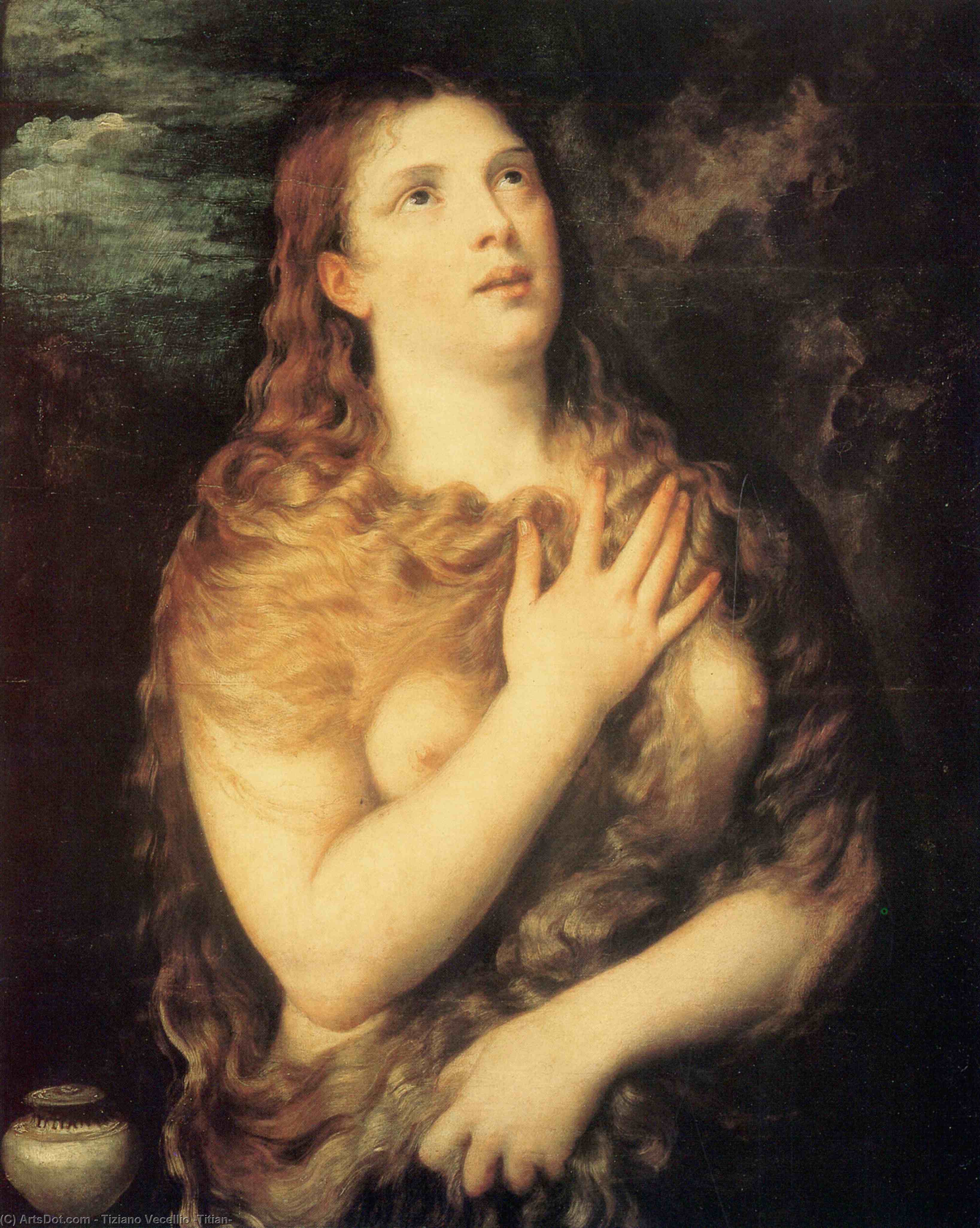 Buy Museum Art Reproductions Mary Magdalen Repentant by Tiziano Vecellio (Titian) (1490-1576, Italy) | ArtsDot.com