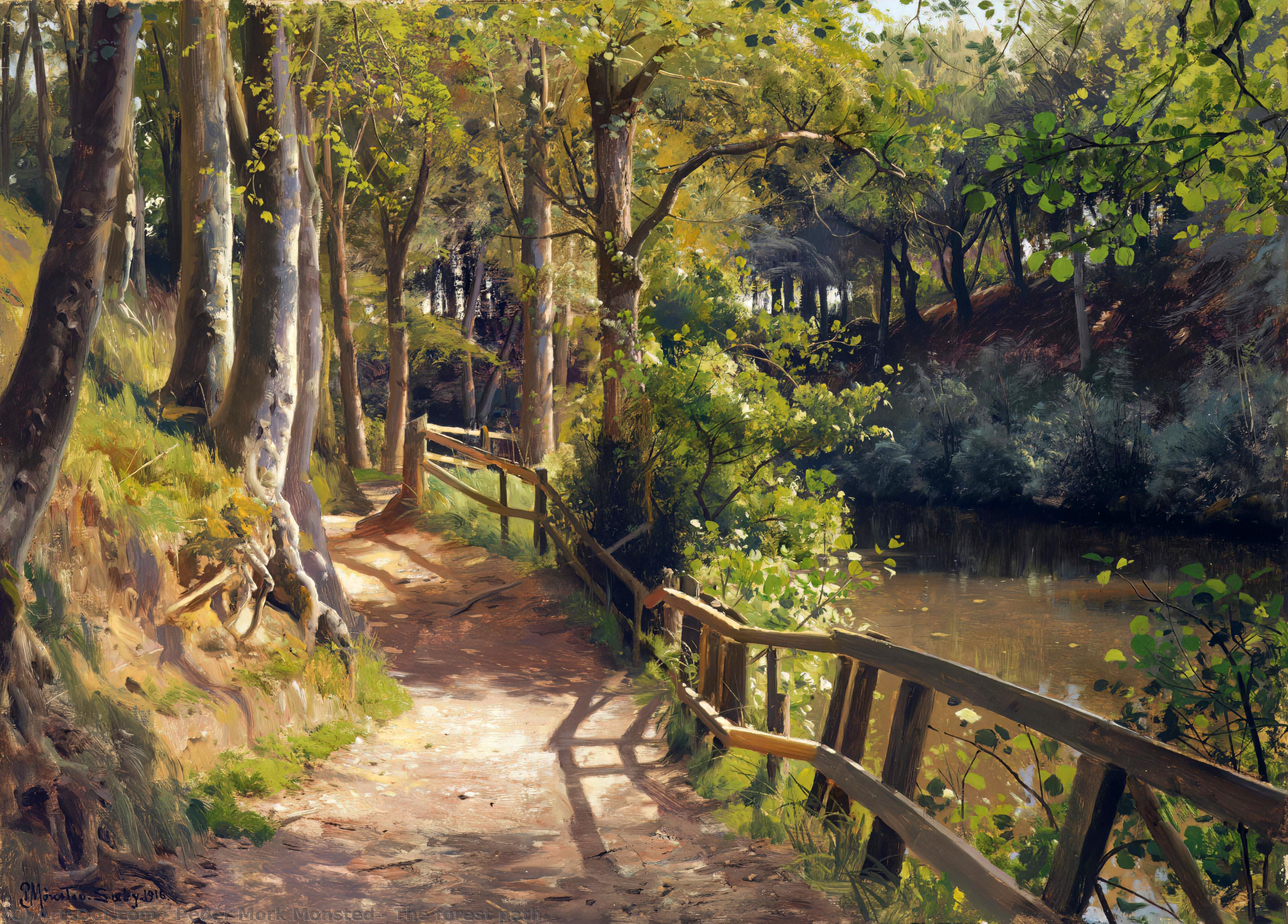 Order Oil Painting Replica The forest path by Peder Mork Monsted (1859-1941, Denmark) | ArtsDot.com