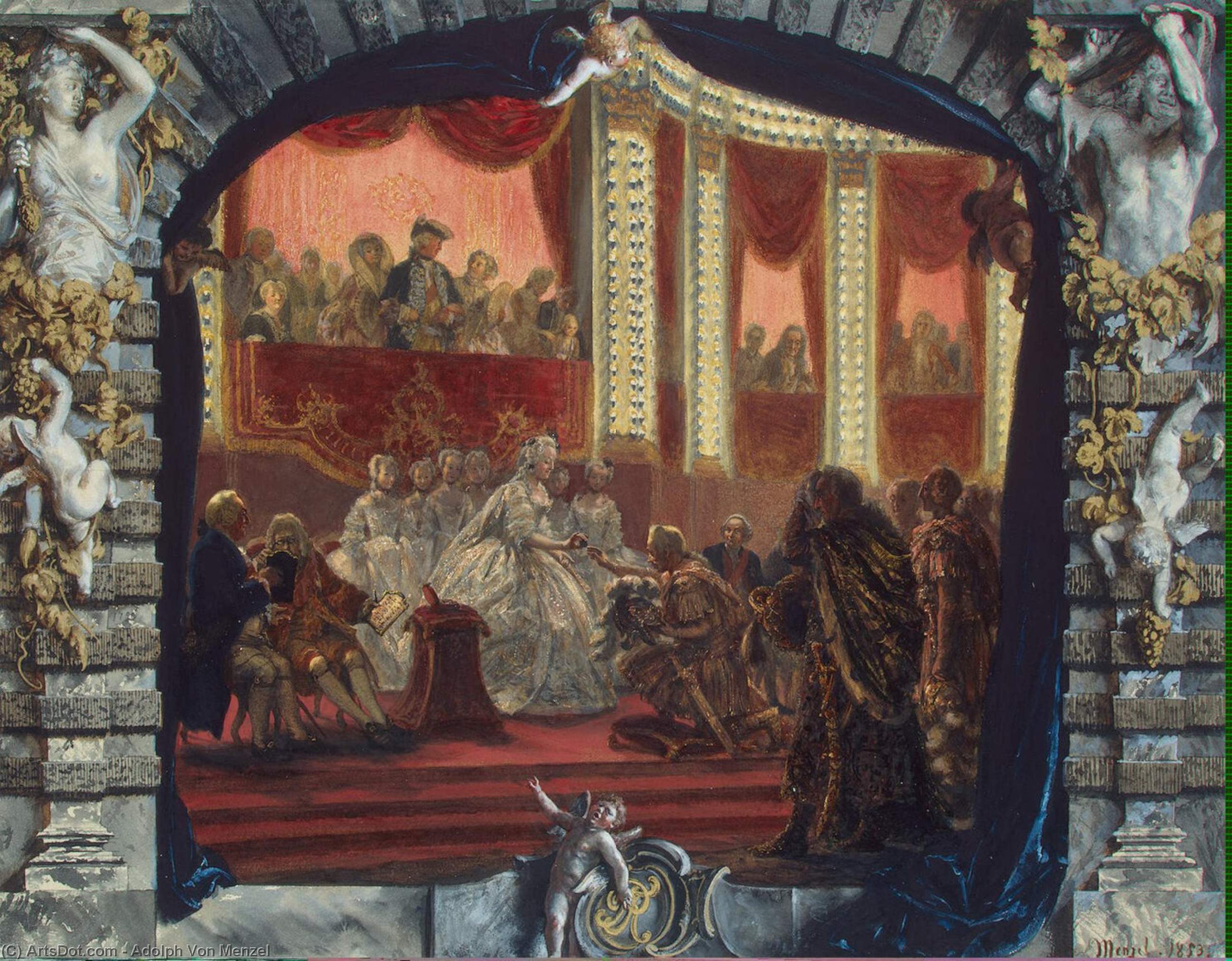 Order Artwork Replica Presentation of Rewards in Lustgarten after the Night Carrousel in 1750 by Adolph Menzel | ArtsDot.com