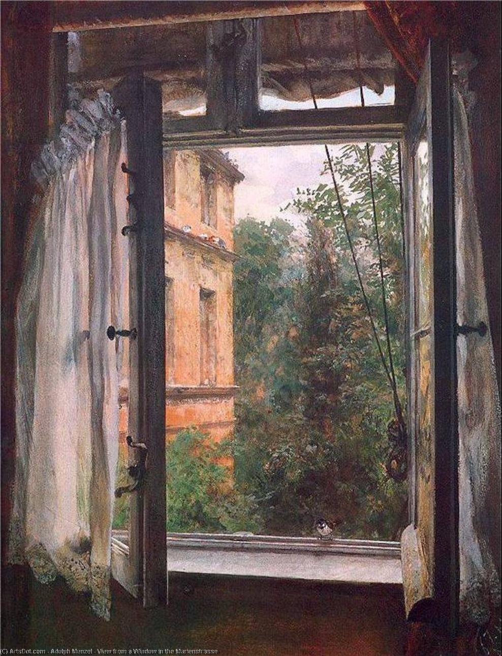Order Oil Painting Replica View from a Window in the Marienstrasse by Adolph Menzel | ArtsDot.com