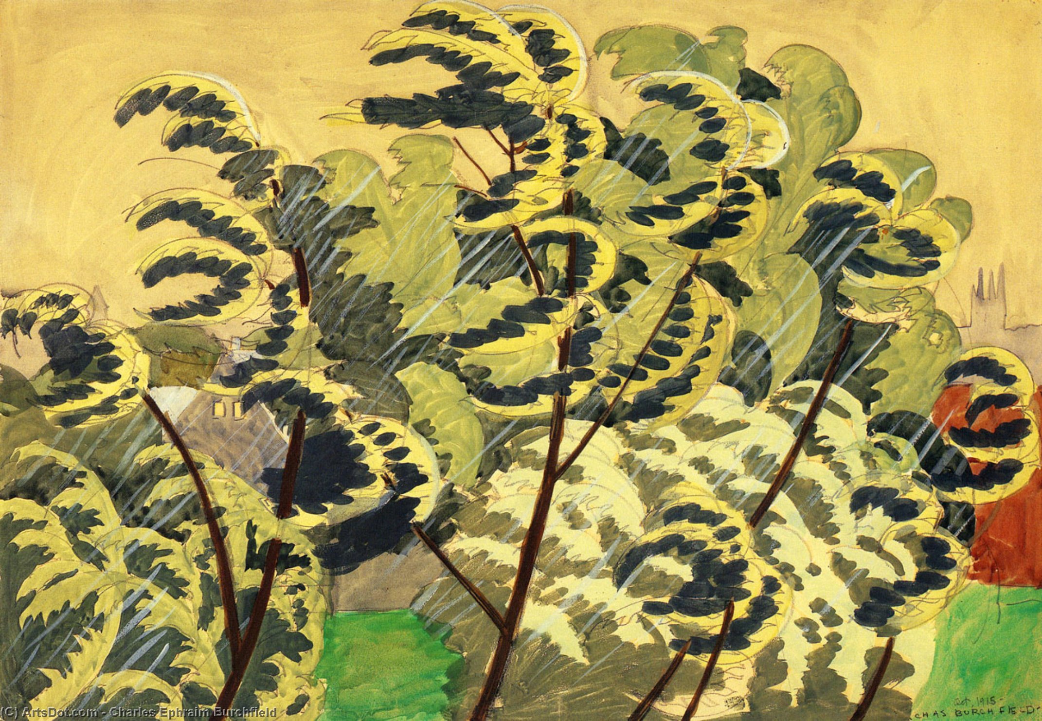 Order Art Reproductions Autumnal Wind And Rain by Charles Ephraim Burchfield (Inspired By) (1893-1967, United States) | ArtsDot.com
