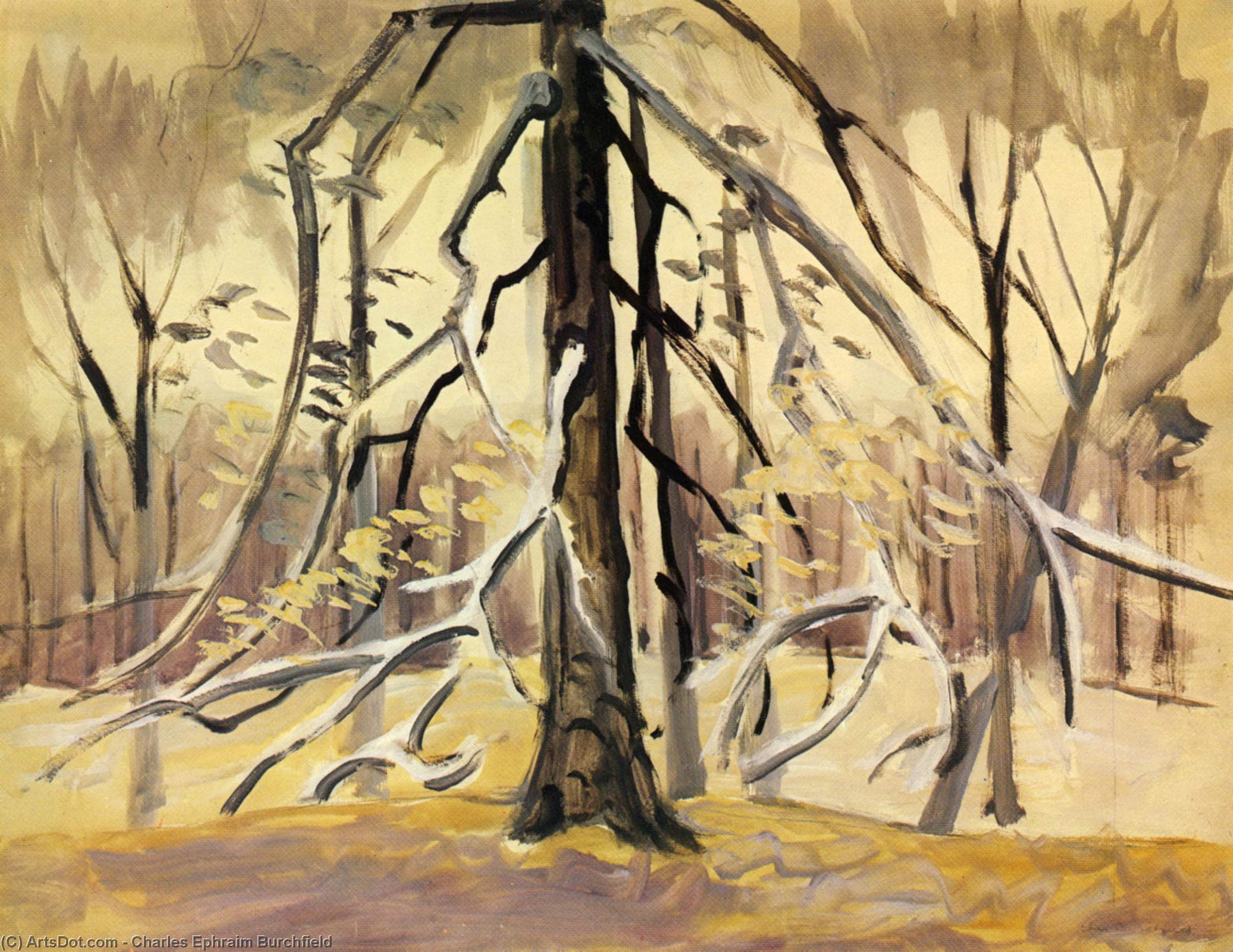 Buy Museum Art Reproductions Silvery Light Of November Coming Through Trees by Charles Ephraim Burchfield (Inspired By) (1893-1967, United States) | ArtsDot.com