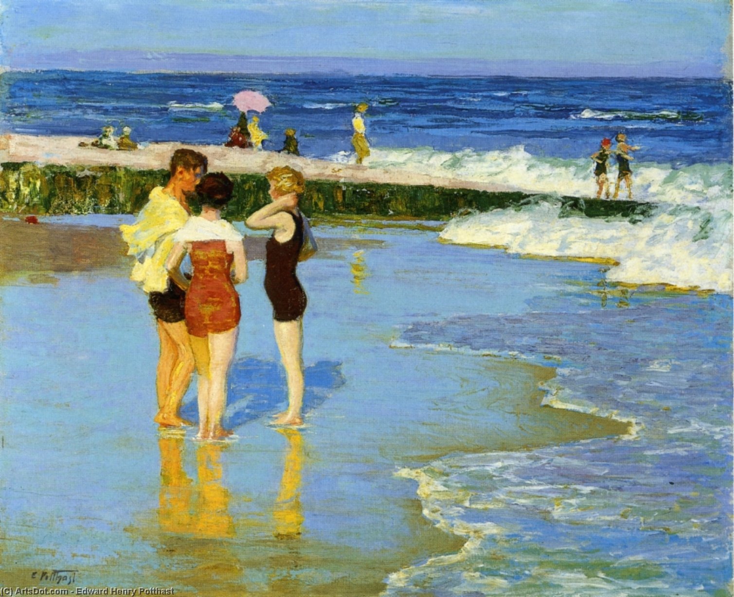 Buy Museum Art Reproductions At Rockaway Beach by Edward Henry Potthast (1857-1927, United States) | ArtsDot.com