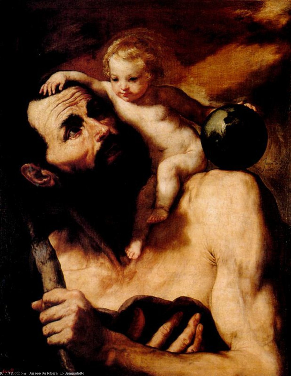 Order Artwork Replica St. Cristopher by Jusepe De Ribera (Lo Spagnoletto) (1591-1652, Spain) | ArtsDot.com
