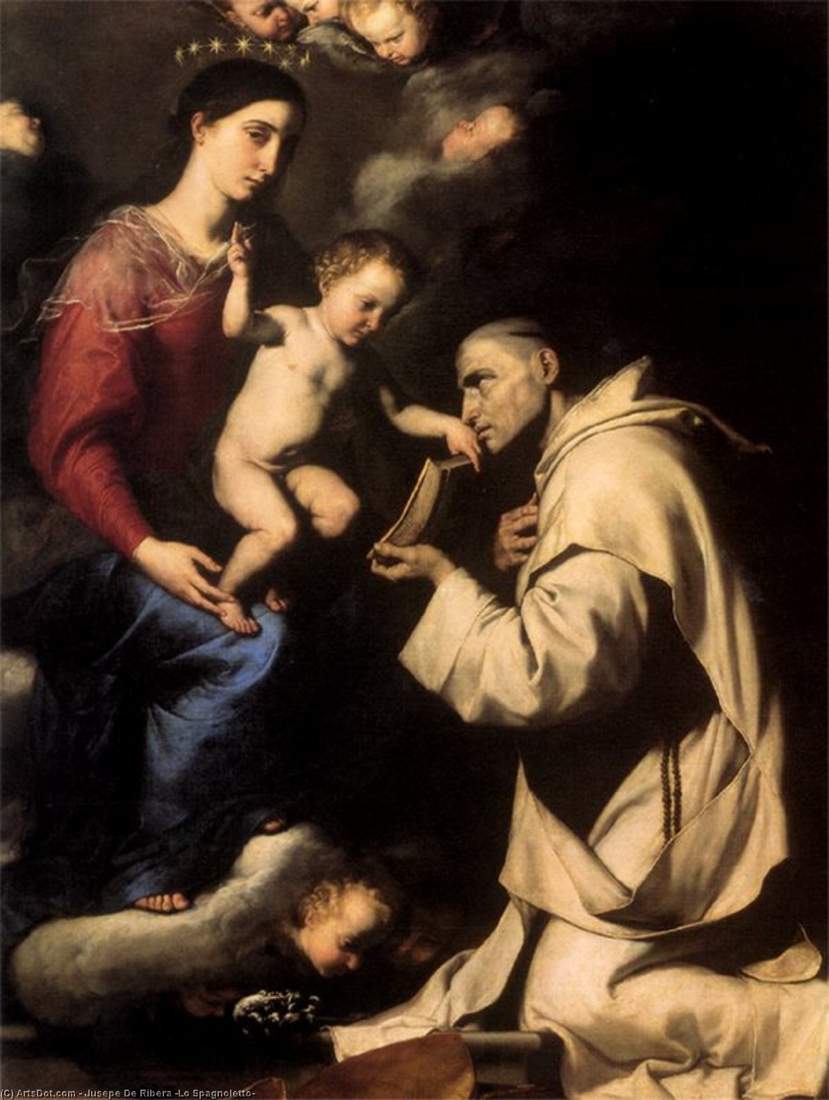 Buy Museum Art Reproductions Virgin and Child with St. Bruno by Jusepe De Ribera (Lo Spagnoletto) (1591-1652, Spain) | ArtsDot.com