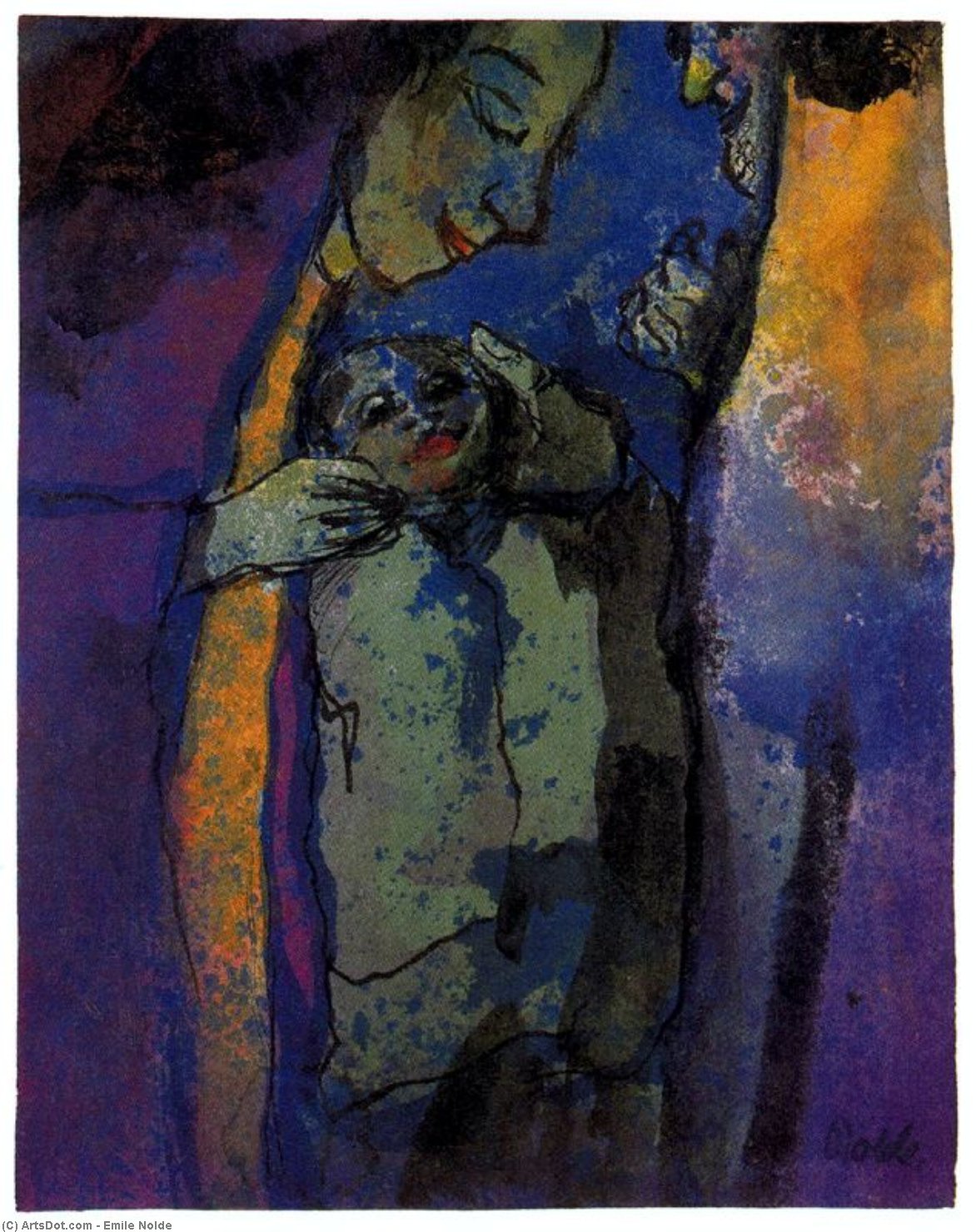 Order Oil Painting Replica Family (Drak Blue and Green) by Emile Nolde (Inspired By) (1867-1956, Germany) | ArtsDot.com