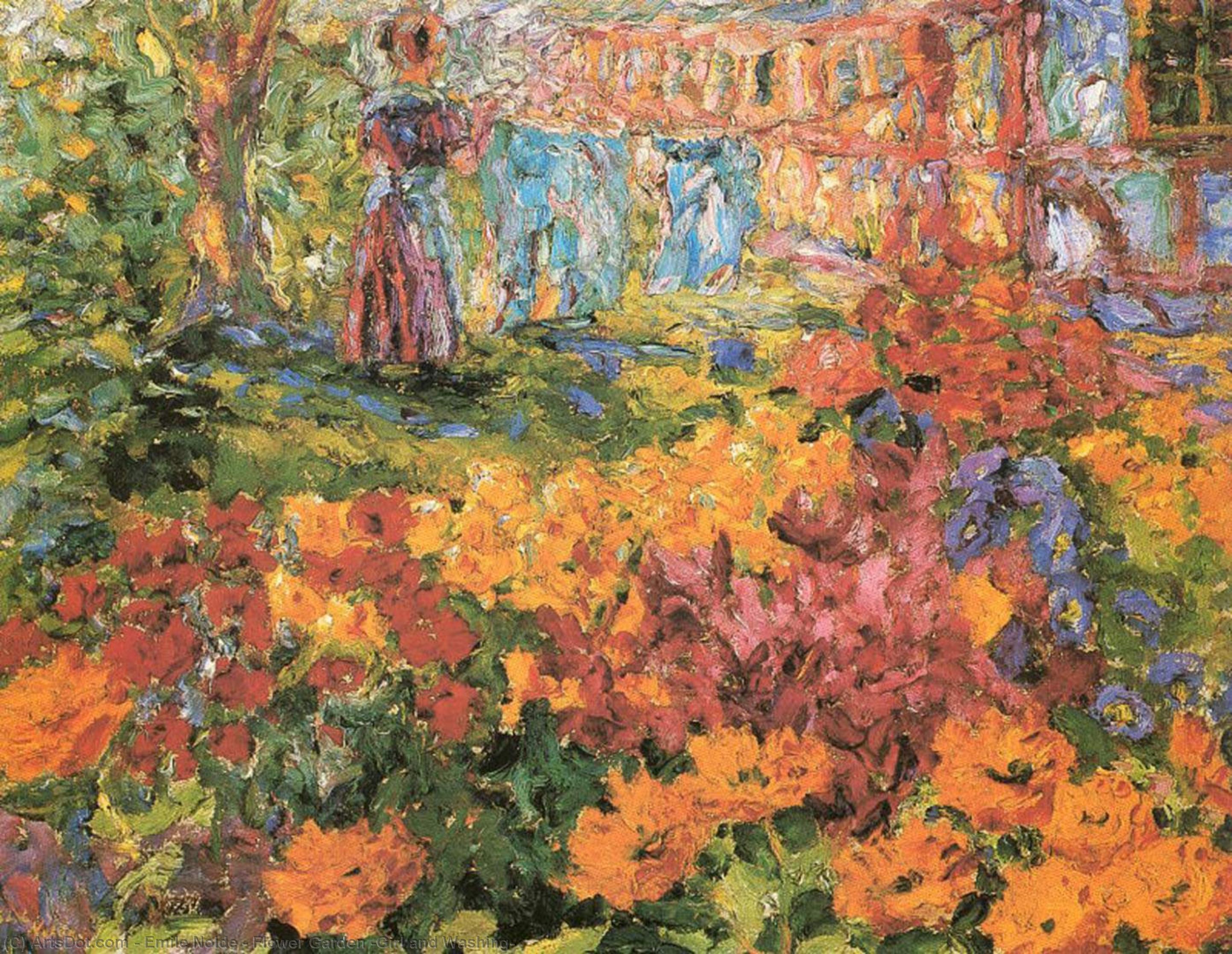 Buy Museum Art Reproductions Flower Garden (Girl and Washing), 1908 by Emile Nolde (Inspired By) (1867-1956, Germany) | ArtsDot.com