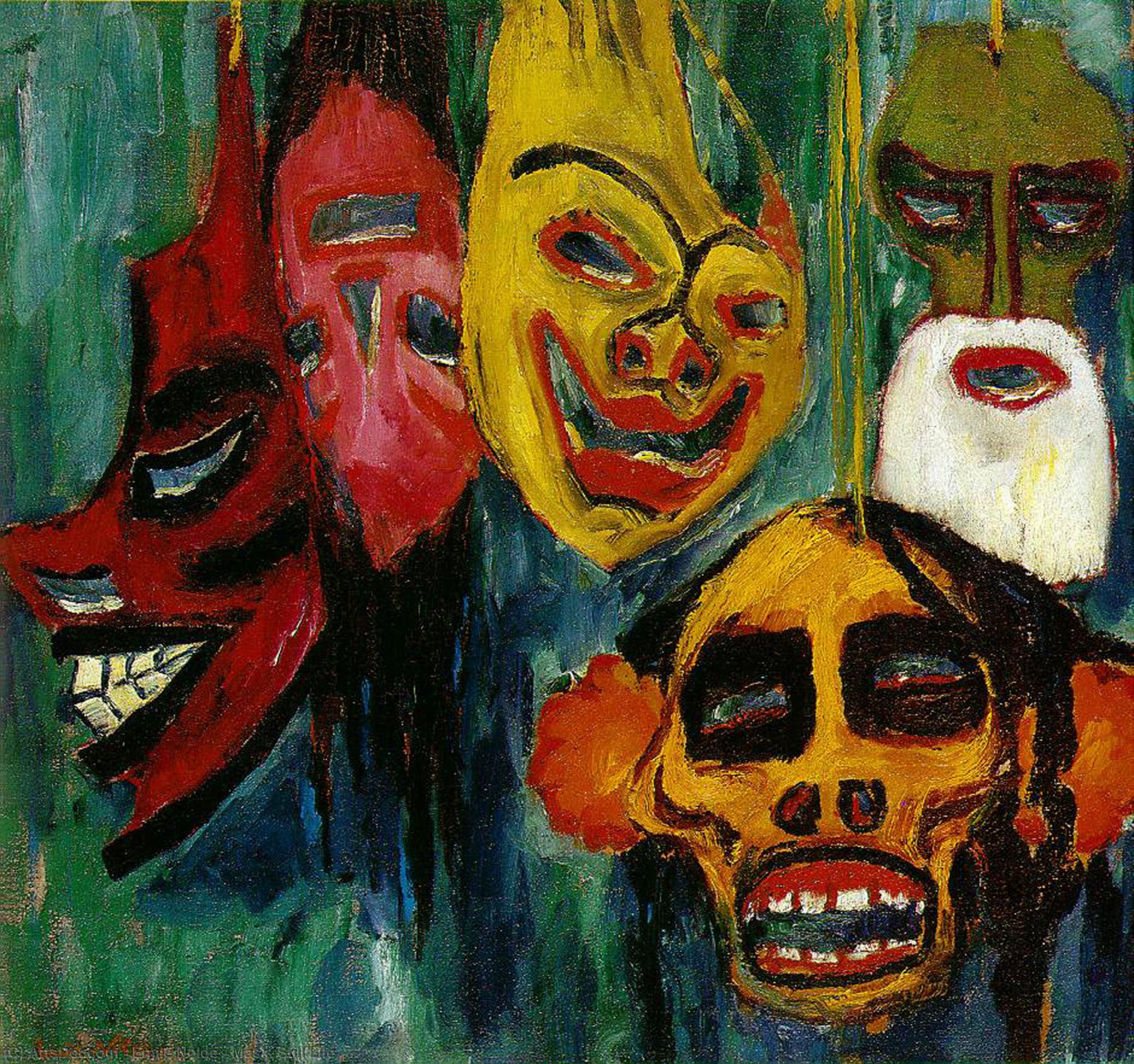 Order Paintings Reproductions Mask. Still Life by Emile Nolde (Inspired By) (1867-1956, Germany) | ArtsDot.com
