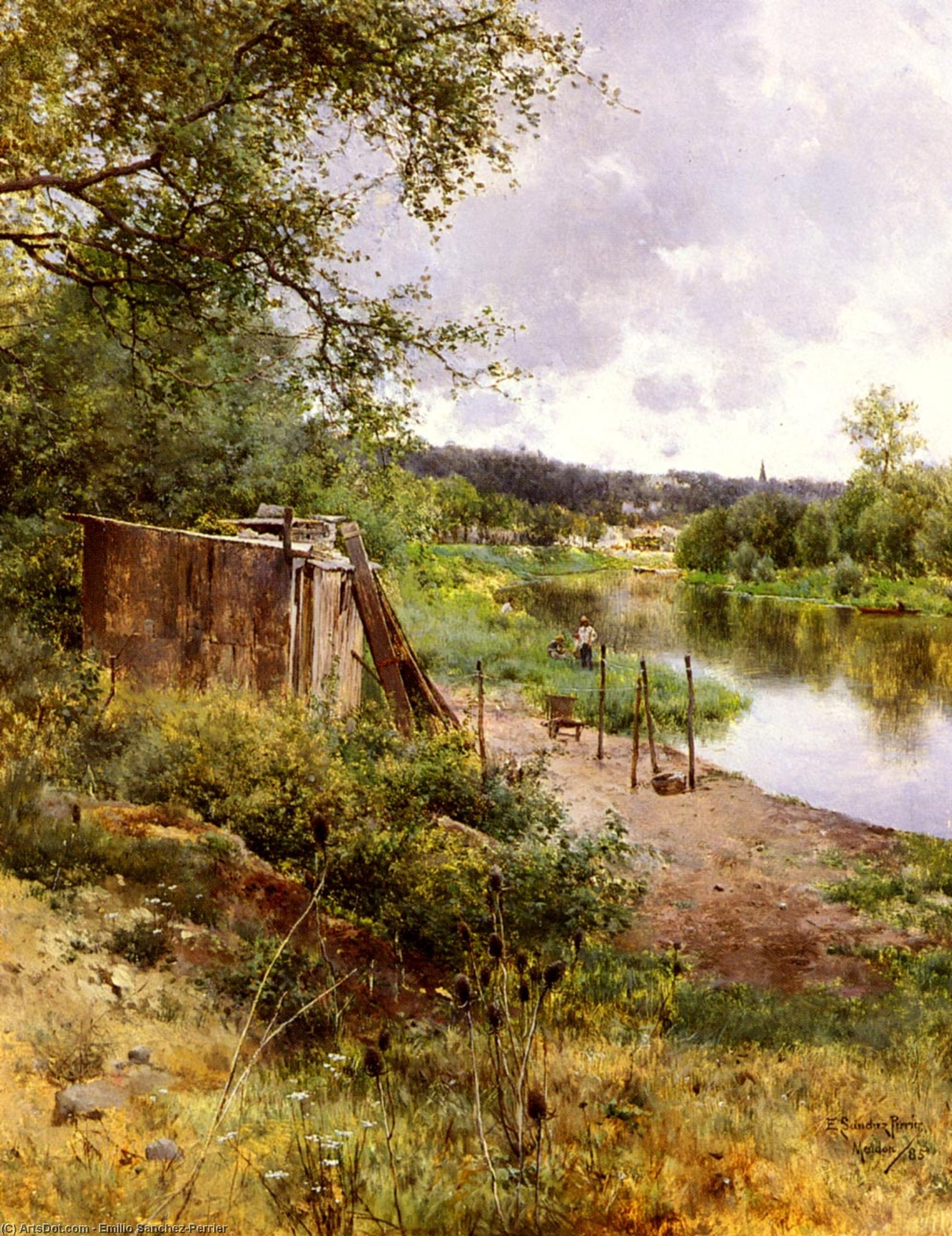 Buy Museum Art Reproductions On The River Bank by Emilio Sanchez-Perrier (1855-1907, Spain) | ArtsDot.com