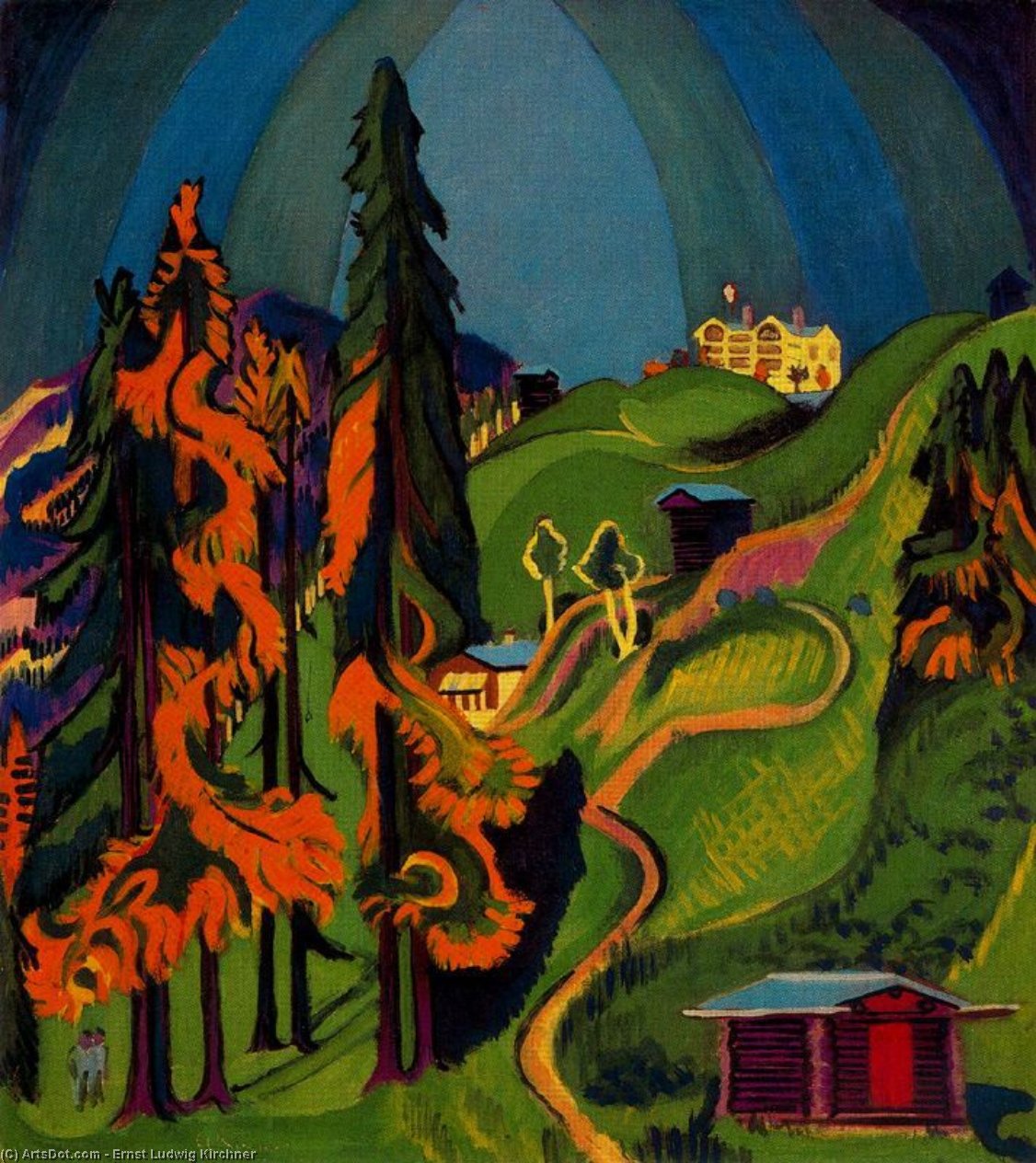 Buy Museum Art Reproductions Autumn landscape by Ernst Ludwig Kirchner (1880-1938, Germany) | ArtsDot.com