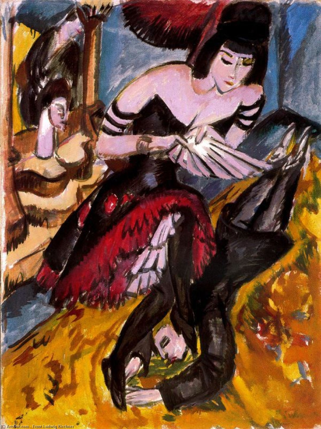 Order Paintings Reproductions Pantomime Reimann, Revenge of the dancer by Ernst Ludwig Kirchner (1880-1938, Germany) | ArtsDot.com