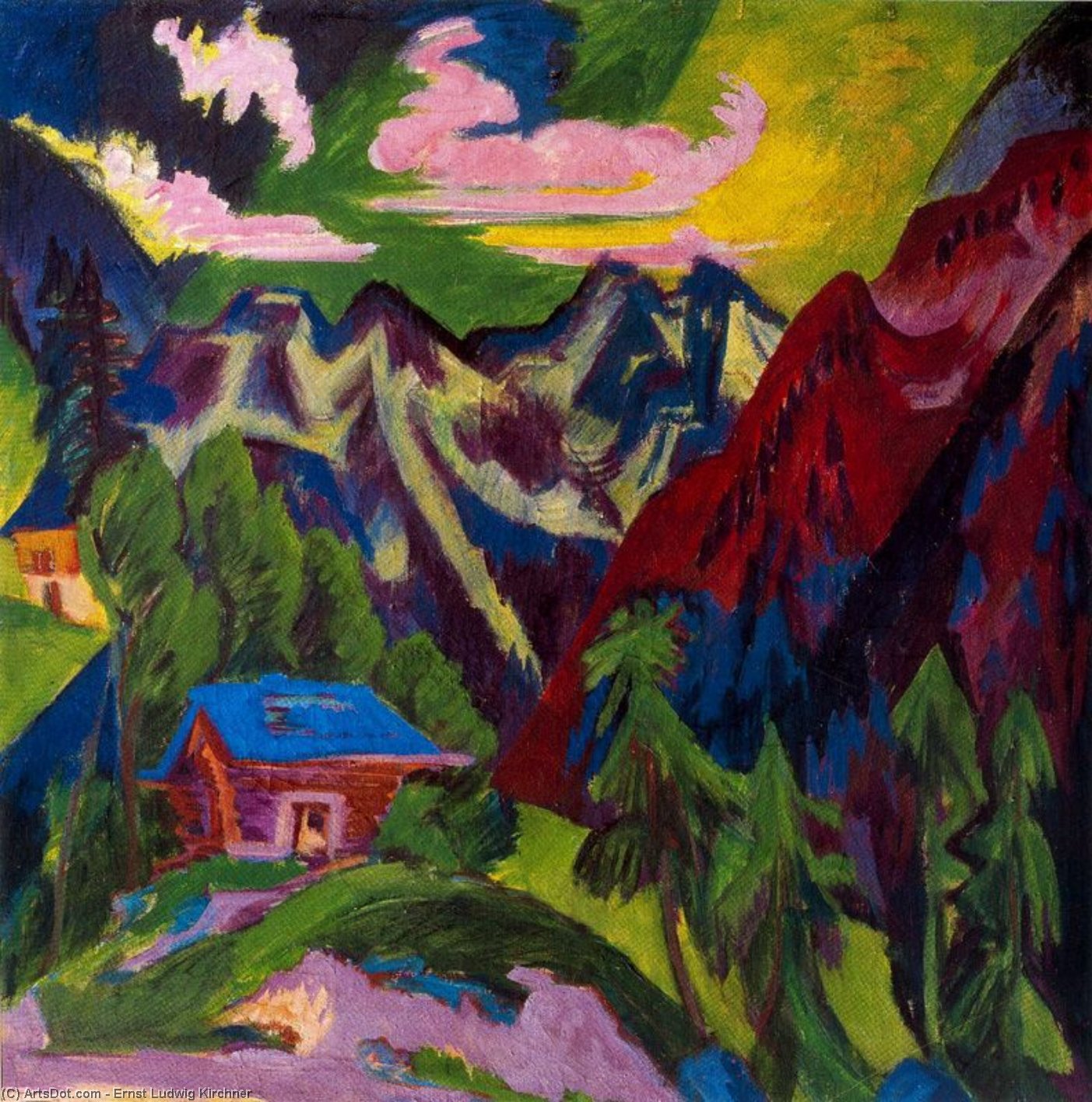 Order Art Reproductions The Klosters mountain by Ernst Ludwig Kirchner (1880-1938, Germany) | ArtsDot.com