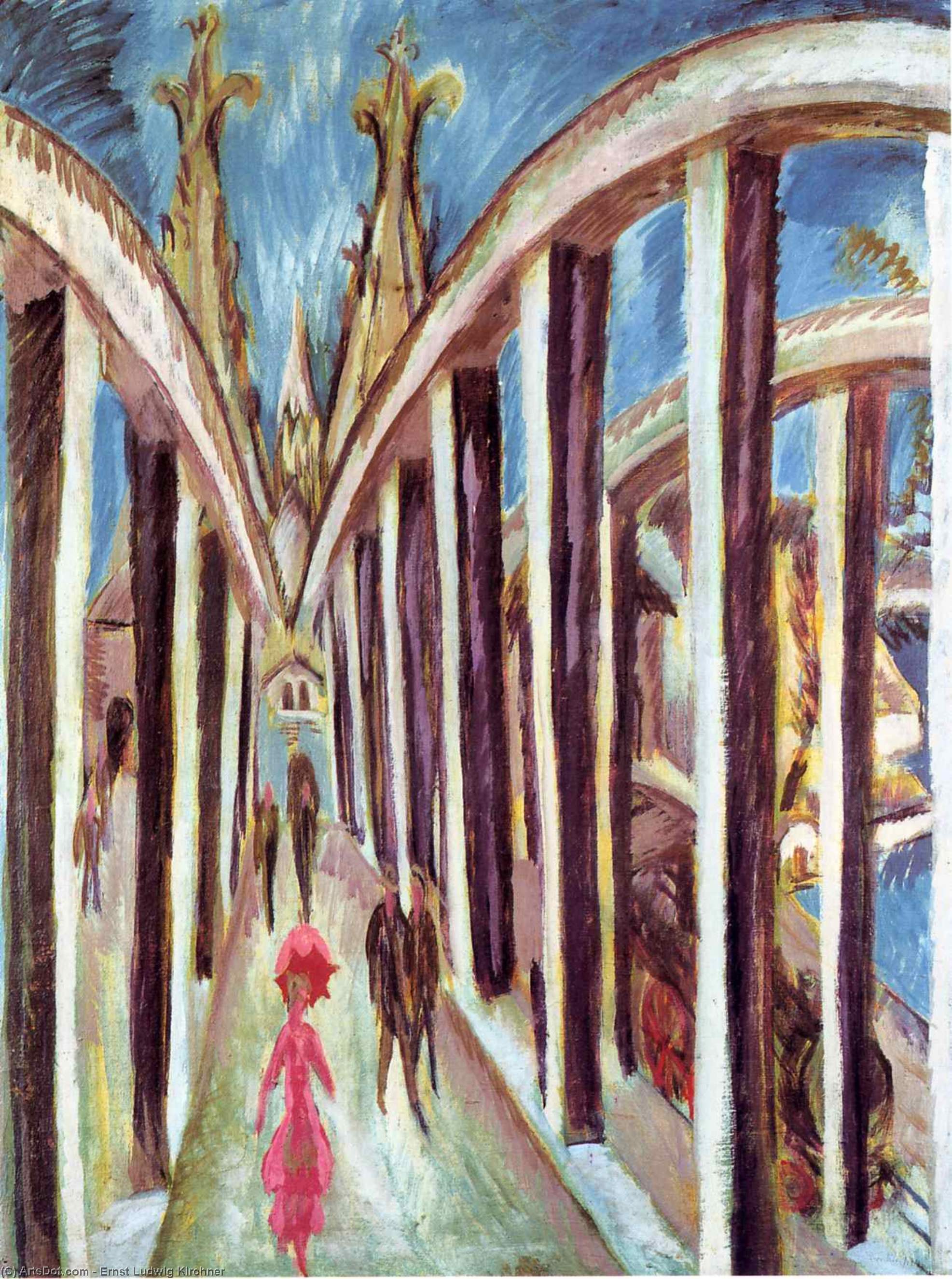 Order Oil Painting Replica The Rhine Bridge, 1914 by Ernst Ludwig Kirchner (1880-1938, Germany) | ArtsDot.com