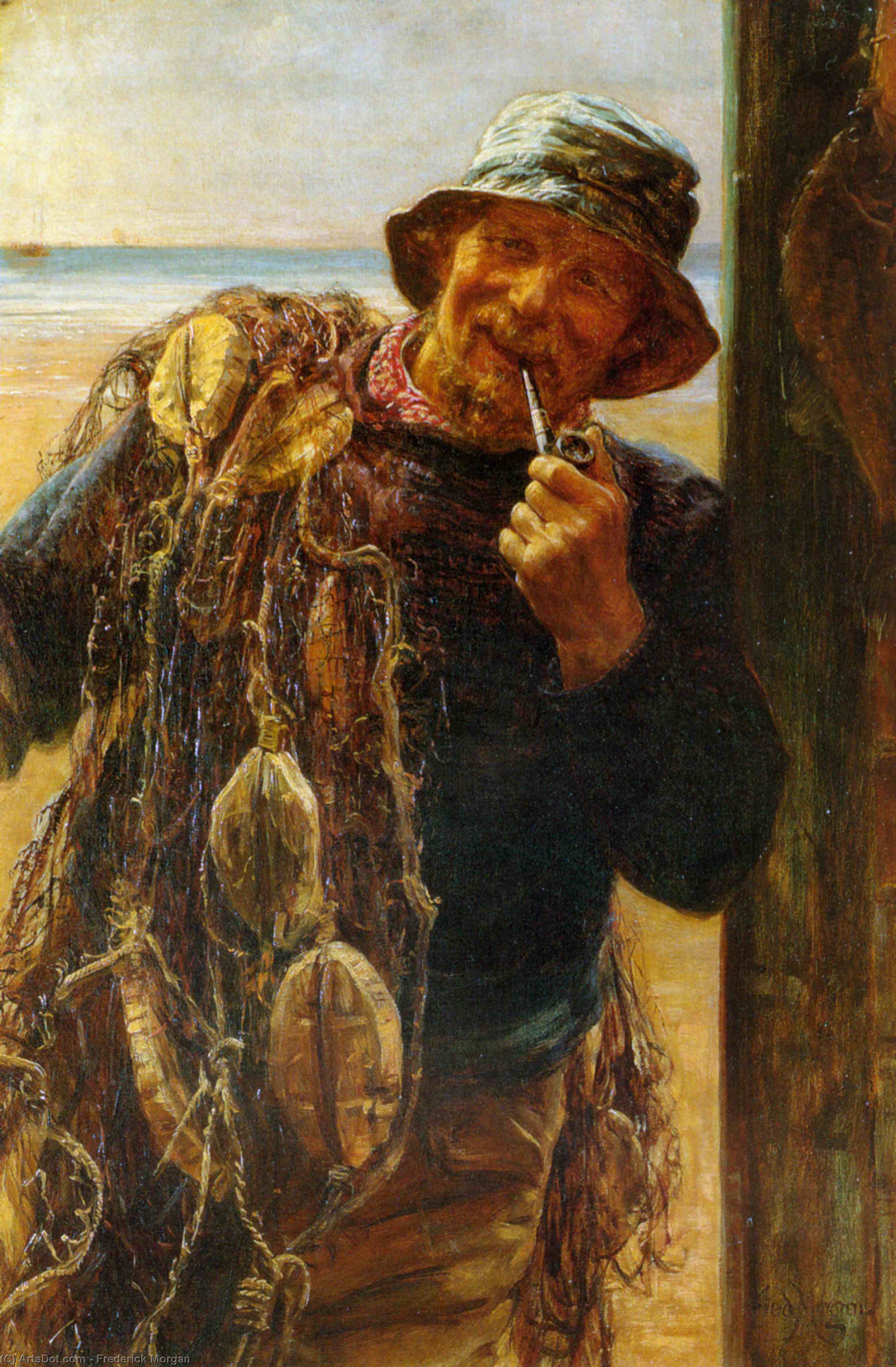 Order Paintings Reproductions A Jovial Fisherman by Frederick Morgan (1847-1927) | ArtsDot.com