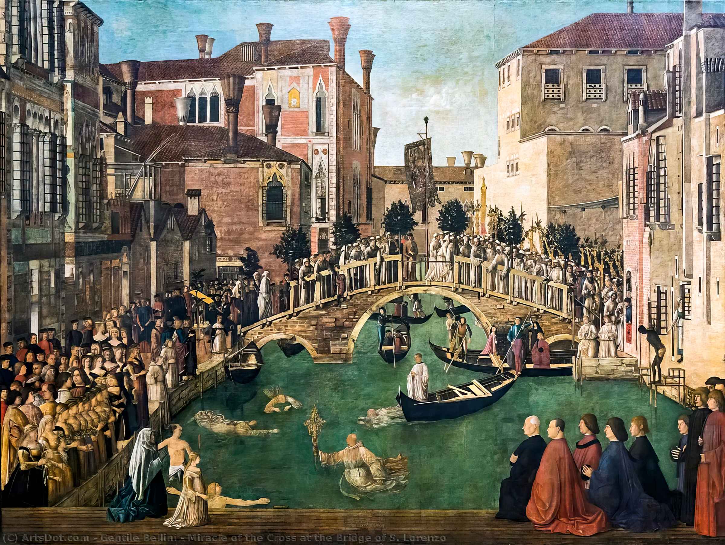 Buy Museum Art Reproductions Miracle of the Cross at the Bridge of S. Lorenzo, 1500 by Gentile Bellini (1429-1507, Italy) | ArtsDot.com