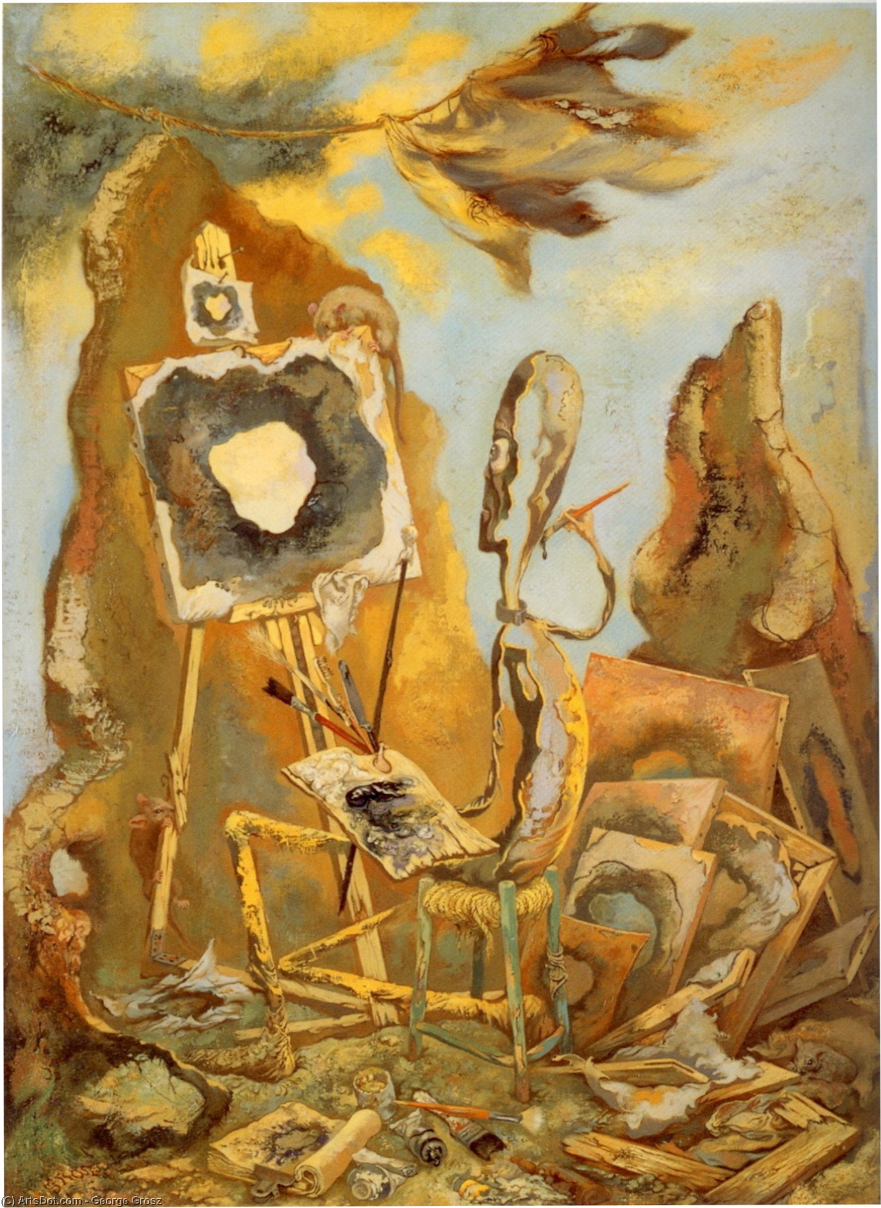 Order Paintings Reproductions The Painter of the Hole I by George Grosz (Inspired By) (1893-1959, Germany) | ArtsDot.com