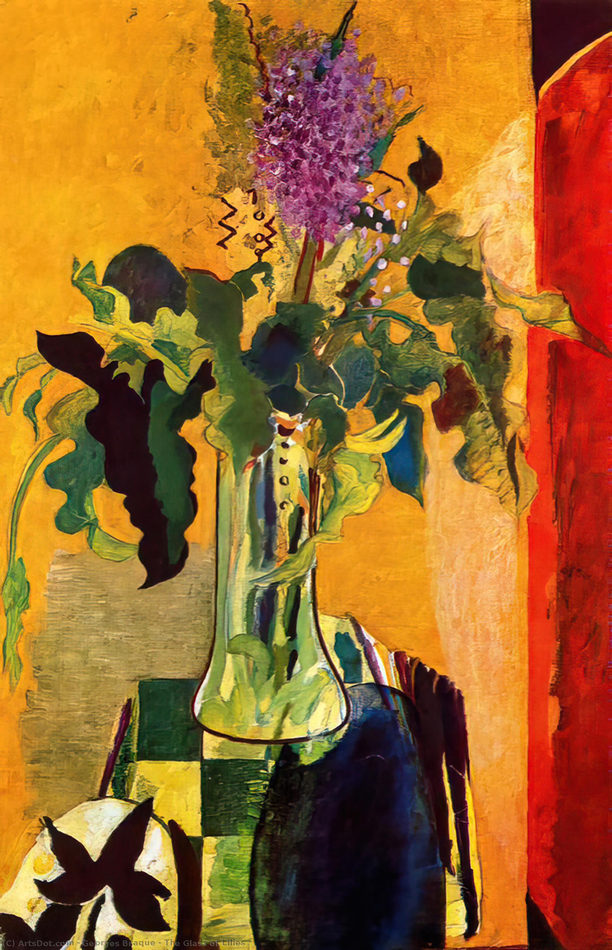 Order Art Reproductions The Glass of Lilies by Georges Braque (Inspired By) (1882-1963, France) | ArtsDot.com