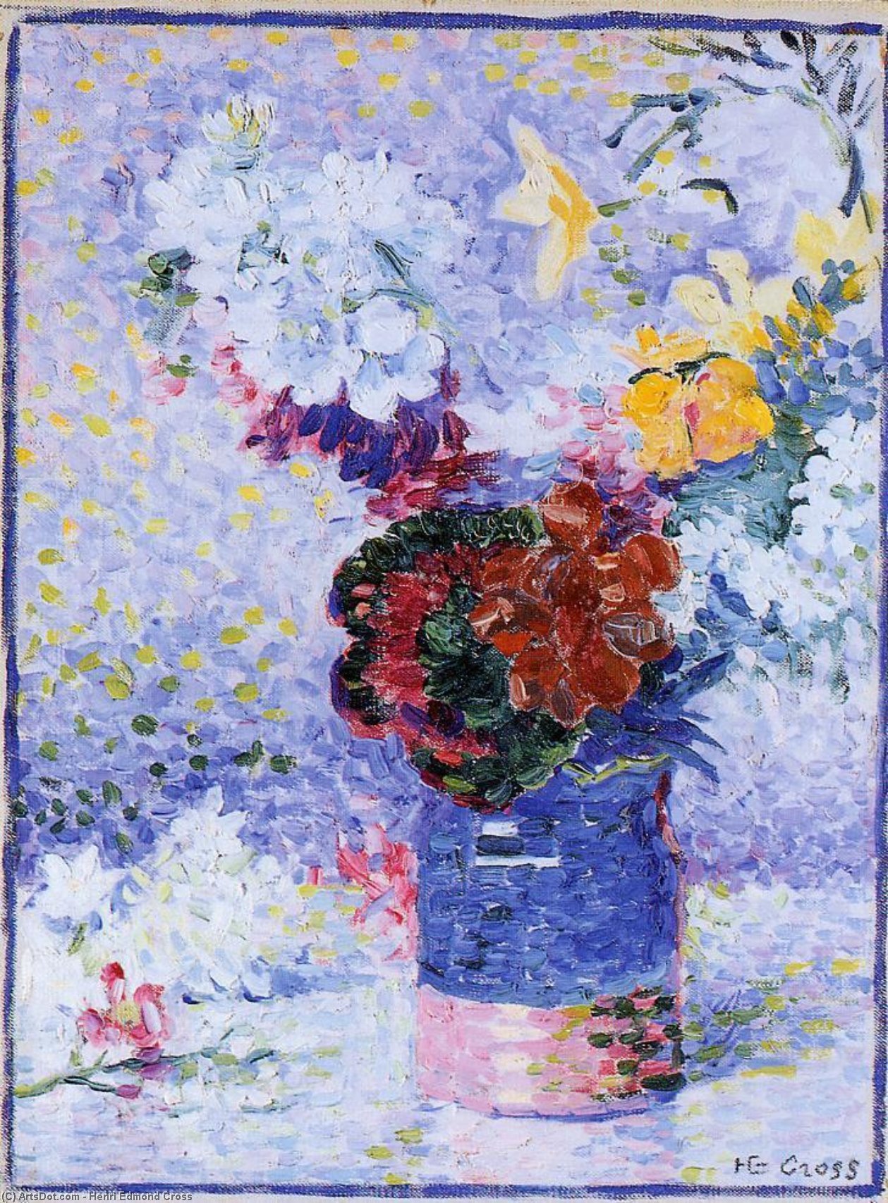 Order Oil Painting Replica Flowers in a Glass, 1904 by Henri Edmond Cross (1856-1910, France) | ArtsDot.com