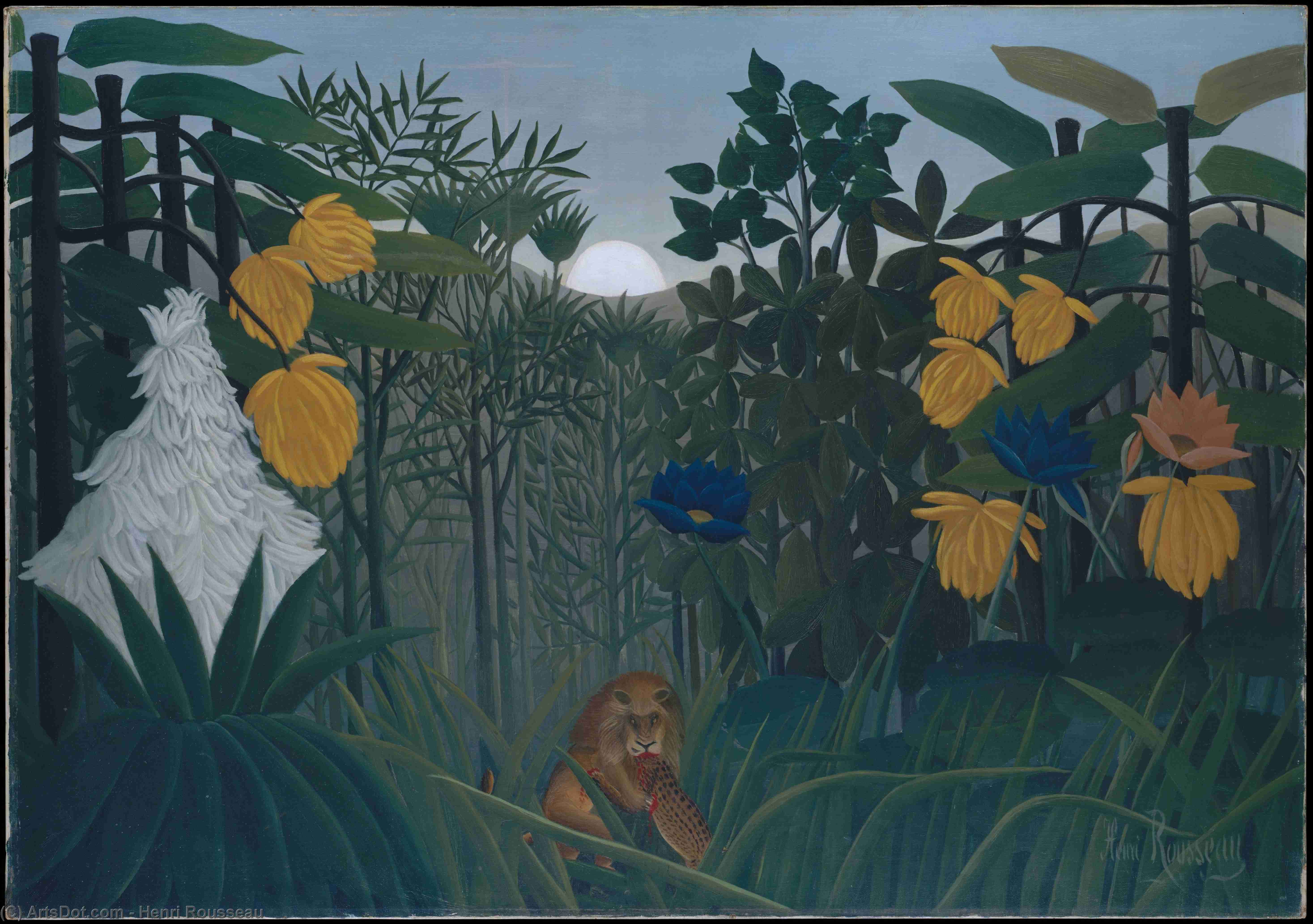 Order Oil Painting Replica The Repast of the Lion, 1907 by Henri Julien Félix Rousseau (Le Douanier) (1844-1910) | ArtsDot.com