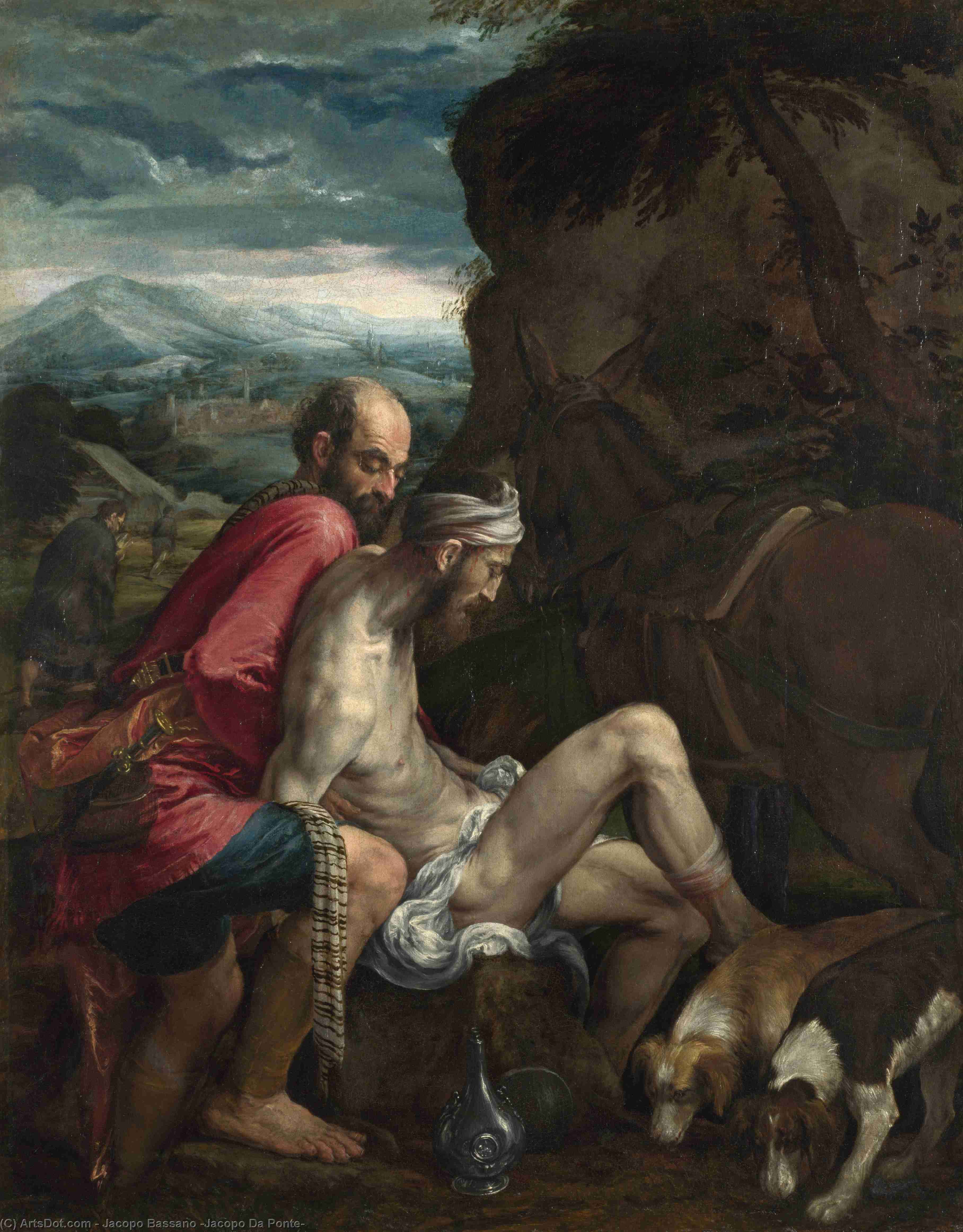 Buy Museum Art Reproductions The Good Samaritan by Jacopo Bassano (Jacopo Da Ponte) (1510-1592, Italy) | ArtsDot.com