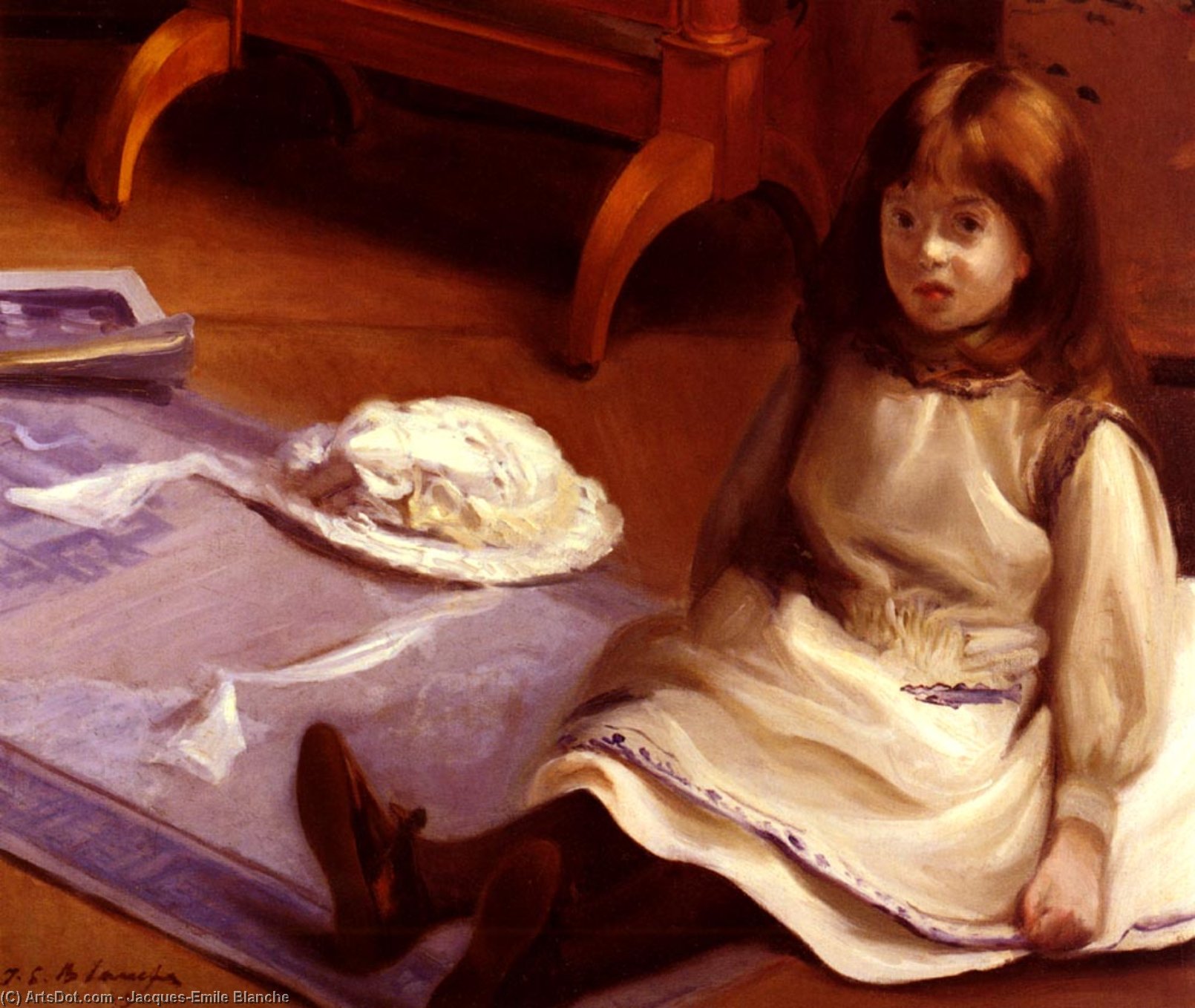Order Oil Painting Replica Lucie Dans L`Atelier by Jacques-Emile Blanche (1861-1942, France) | ArtsDot.com
