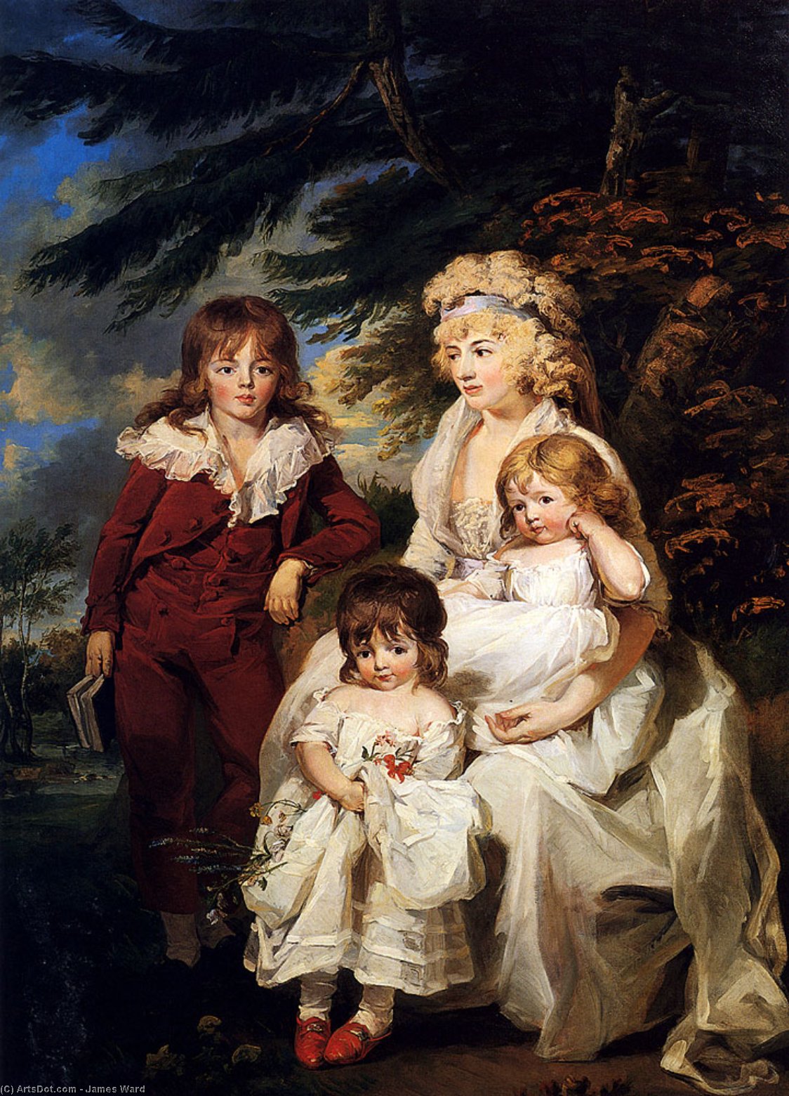 Order Paintings Reproductions Portrait Of The Hon. Juliana Talbot, Mrs Michael Bryan, With Her Children by James Ward (1769-1859, United Kingdom) | ArtsDot.com