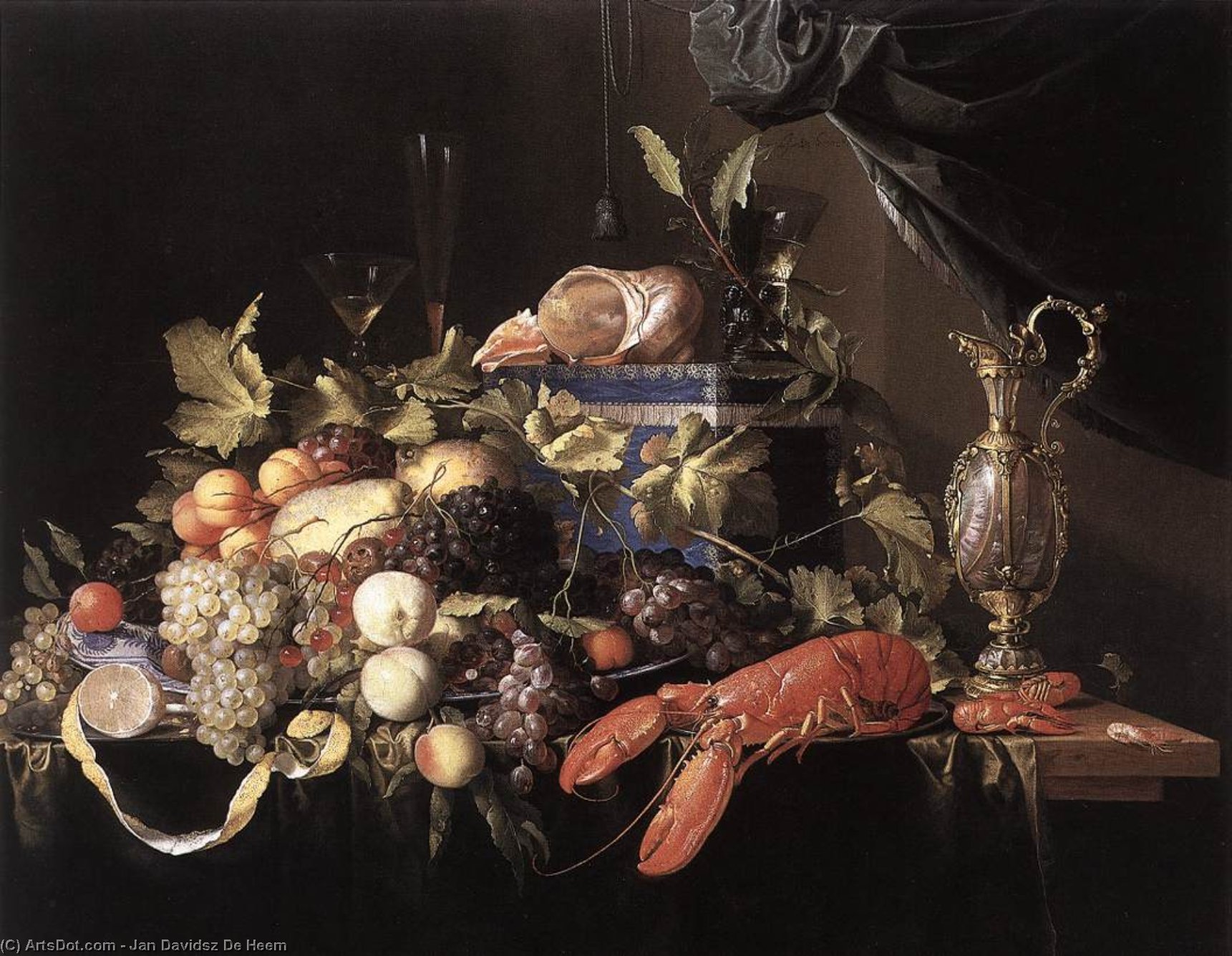Order Artwork Replica Still-Life with Fruit and Lobster by Jan Davidsz De Heem (1606-1684, Netherlands) | ArtsDot.com