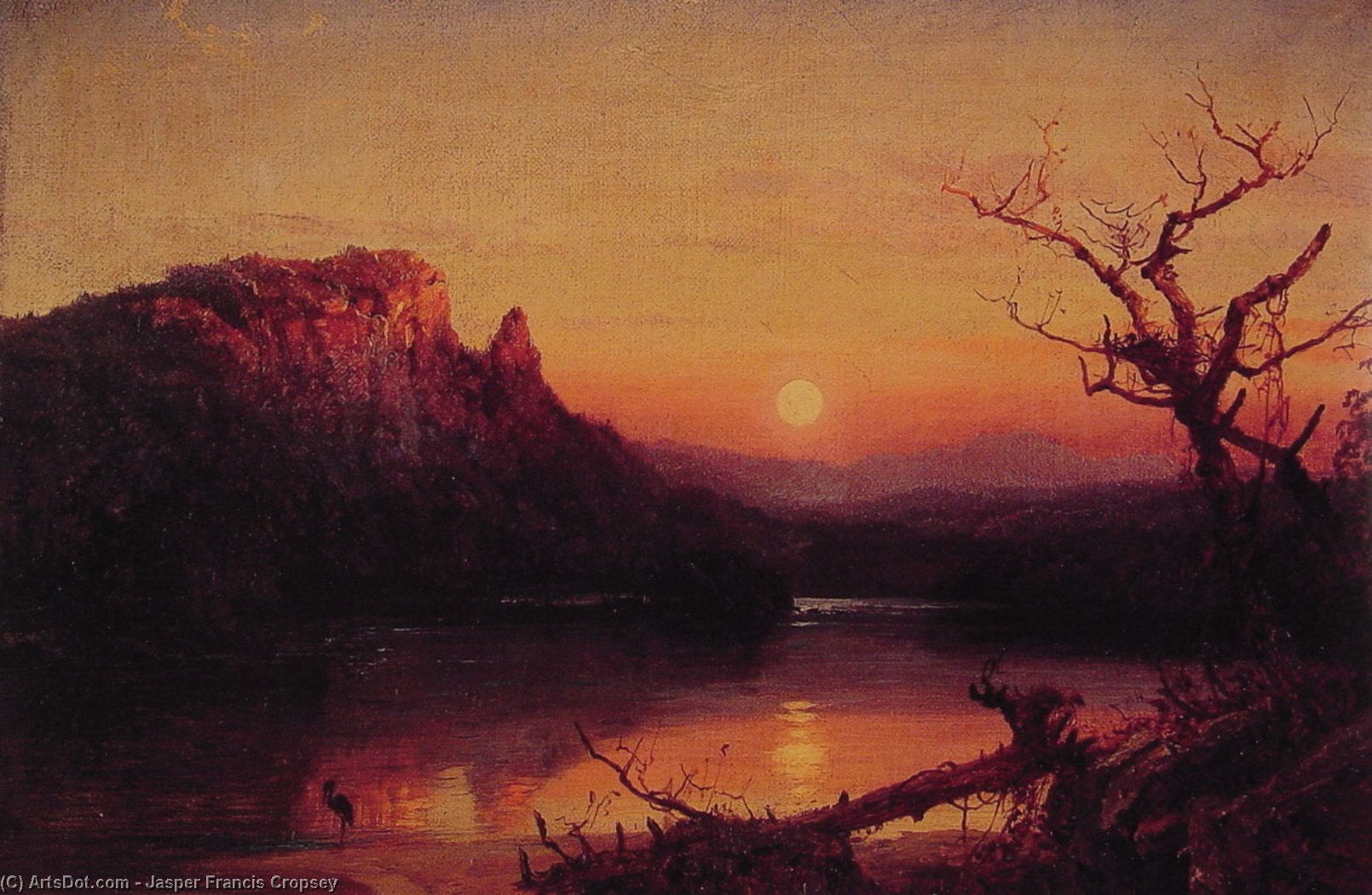 Buy Museum Art Reproductions Sunset, Eagle Cliff, New Hampshire by Jasper Francis Cropsey (1823-1900, United States) | ArtsDot.com