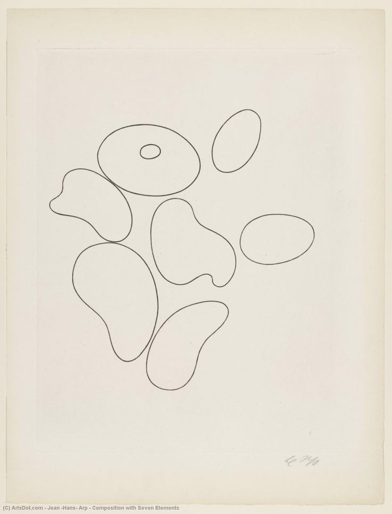 Order Oil Painting Replica Composition with Seven Elements by Jean (Hans) Arp (Inspired By) (1886-1966, Germany) | ArtsDot.com