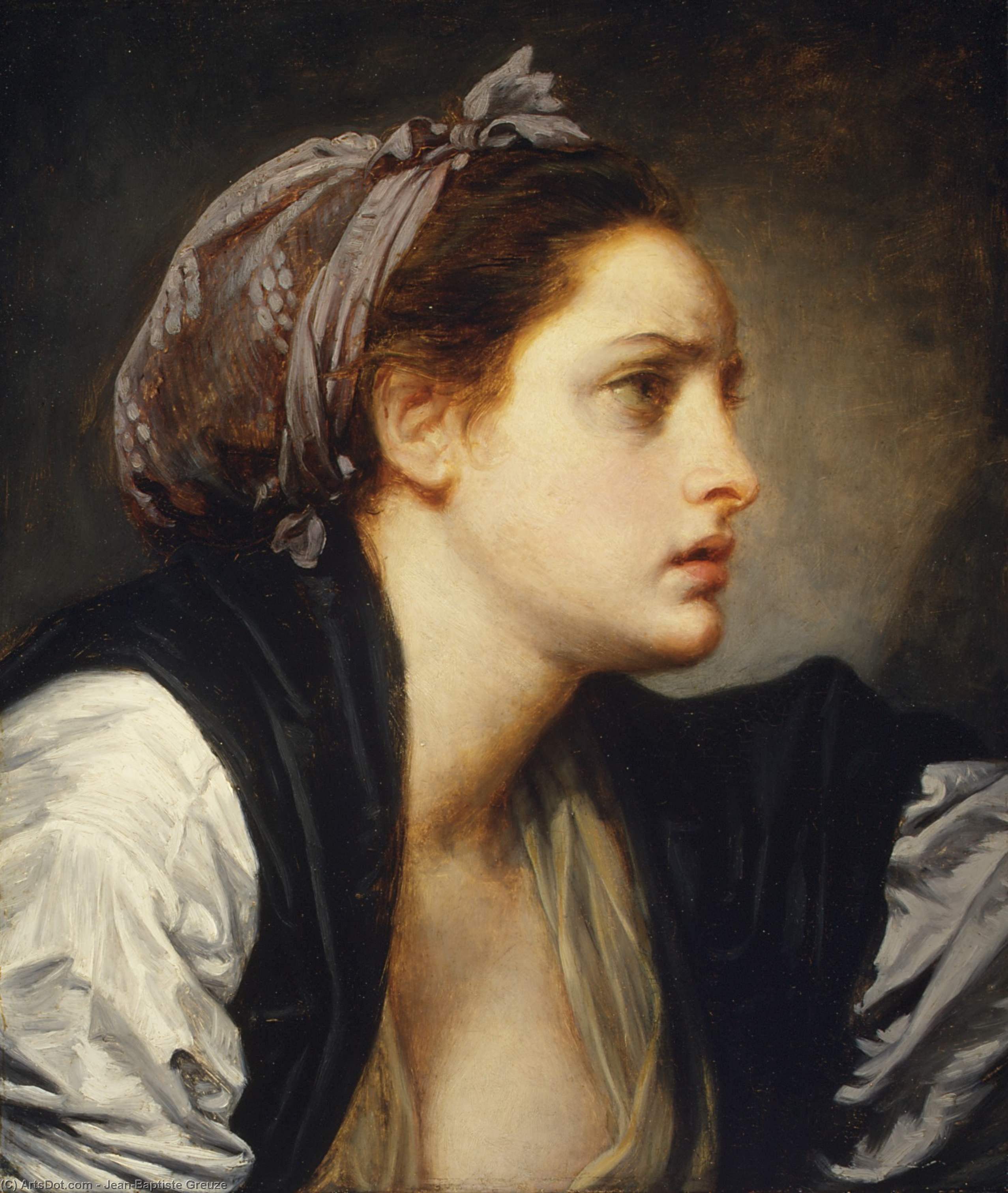Buy Museum Art Reproductions Study Head of a Woman by Jean-Baptiste Greuze (1725-1805, France) | ArtsDot.com