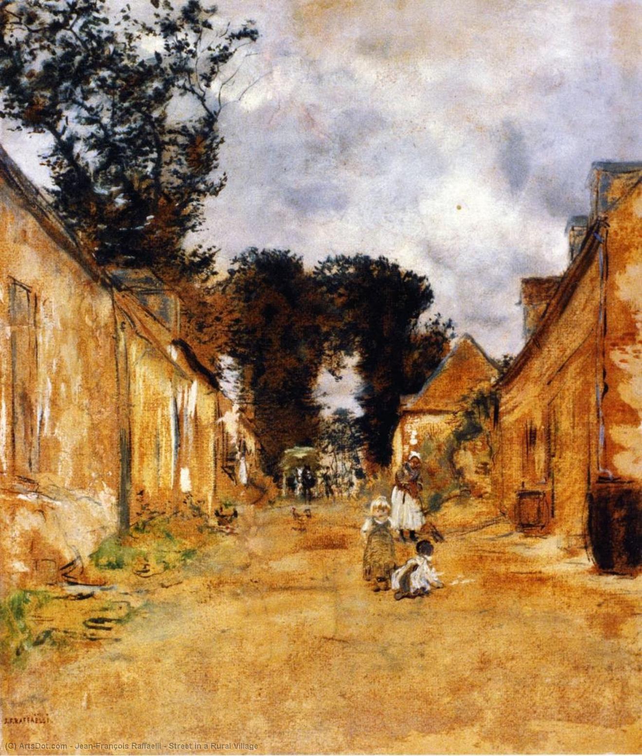 Ordinare Riproduzioni Di Belle Arti Strada in un villaggio rurale, 1882 di Jean-François Raffaelli (1850-1924, France) | ArtsDot.com